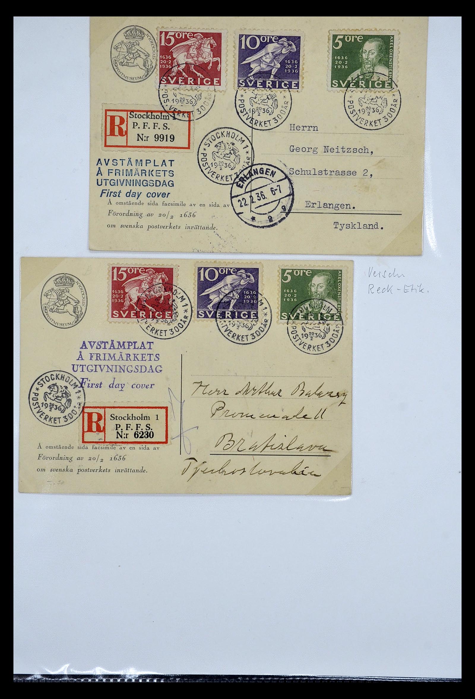 34817 019 - Postzegelverzameling 34817 Zweden brieven 1928-1945.