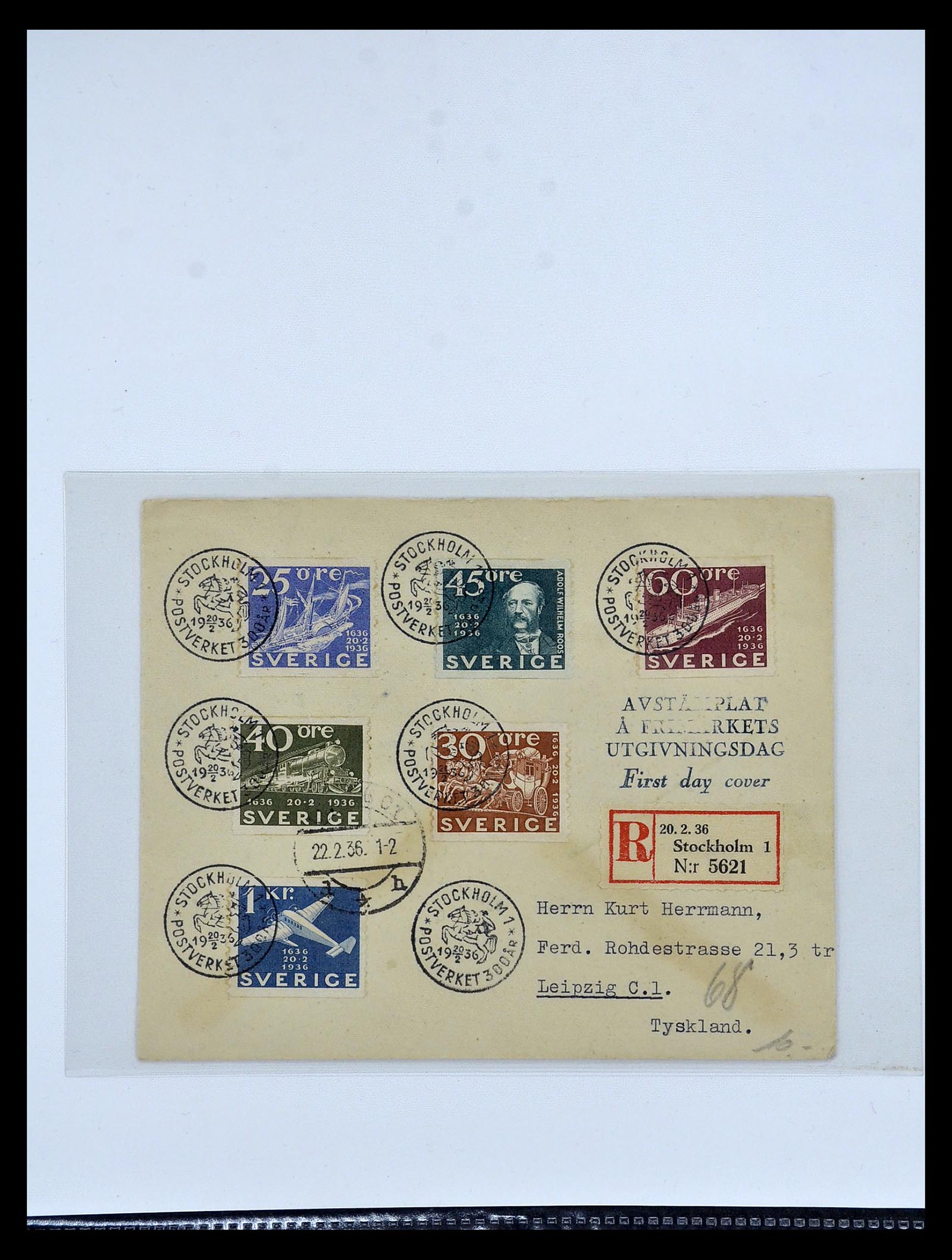 34817 020 - Postzegelverzameling 34817 Zweden brieven 1928-1945.