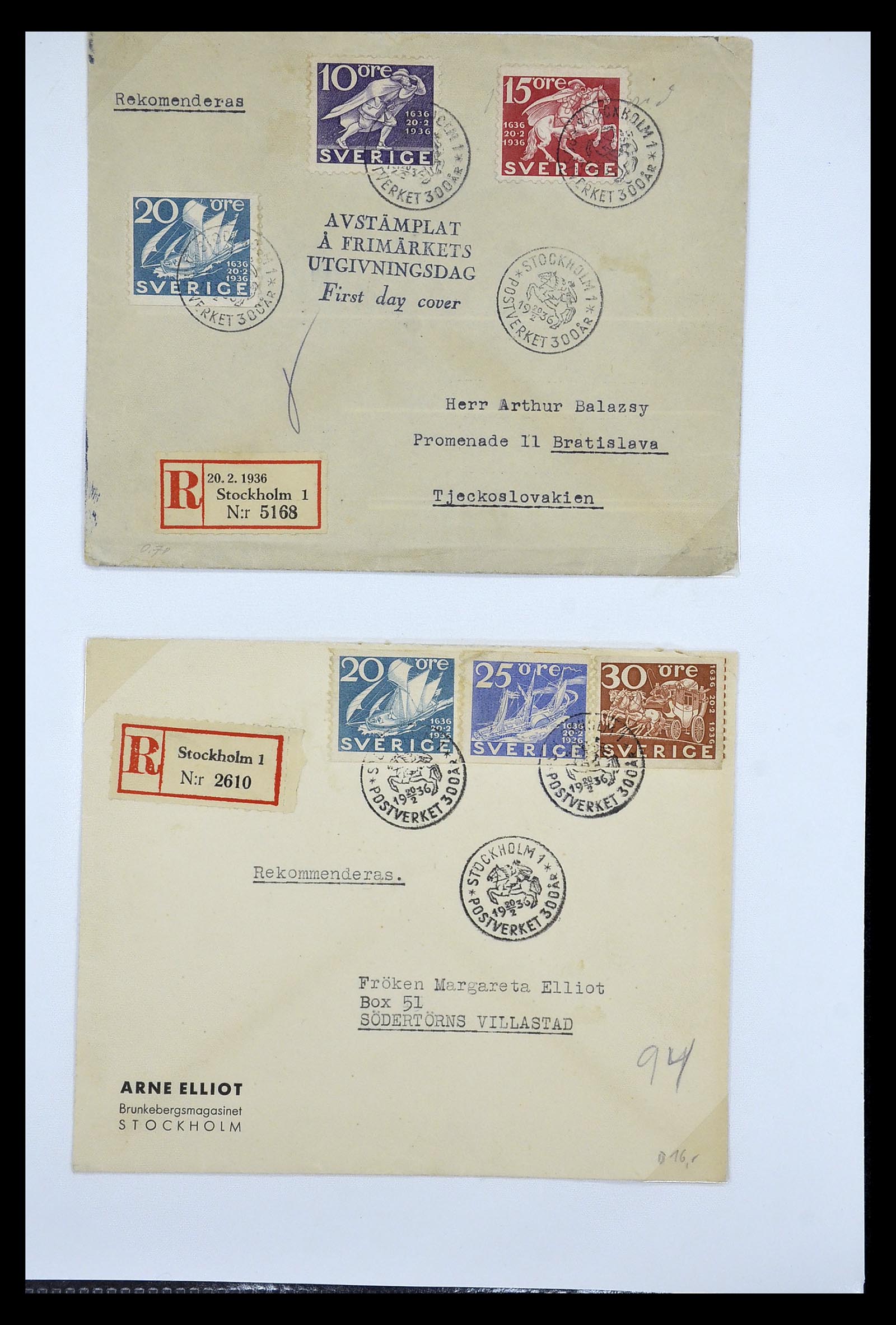 34817 021 - Postzegelverzameling 34817 Zweden brieven 1928-1945.