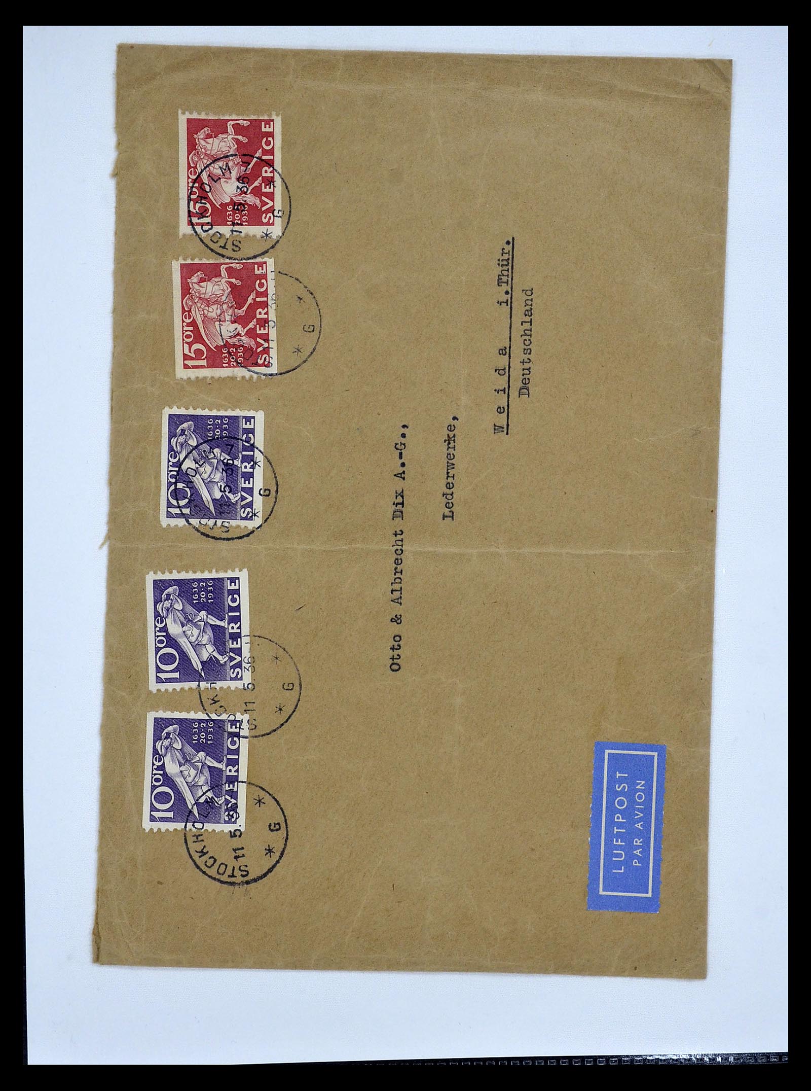 34817 025 - Postzegelverzameling 34817 Zweden brieven 1928-1945.