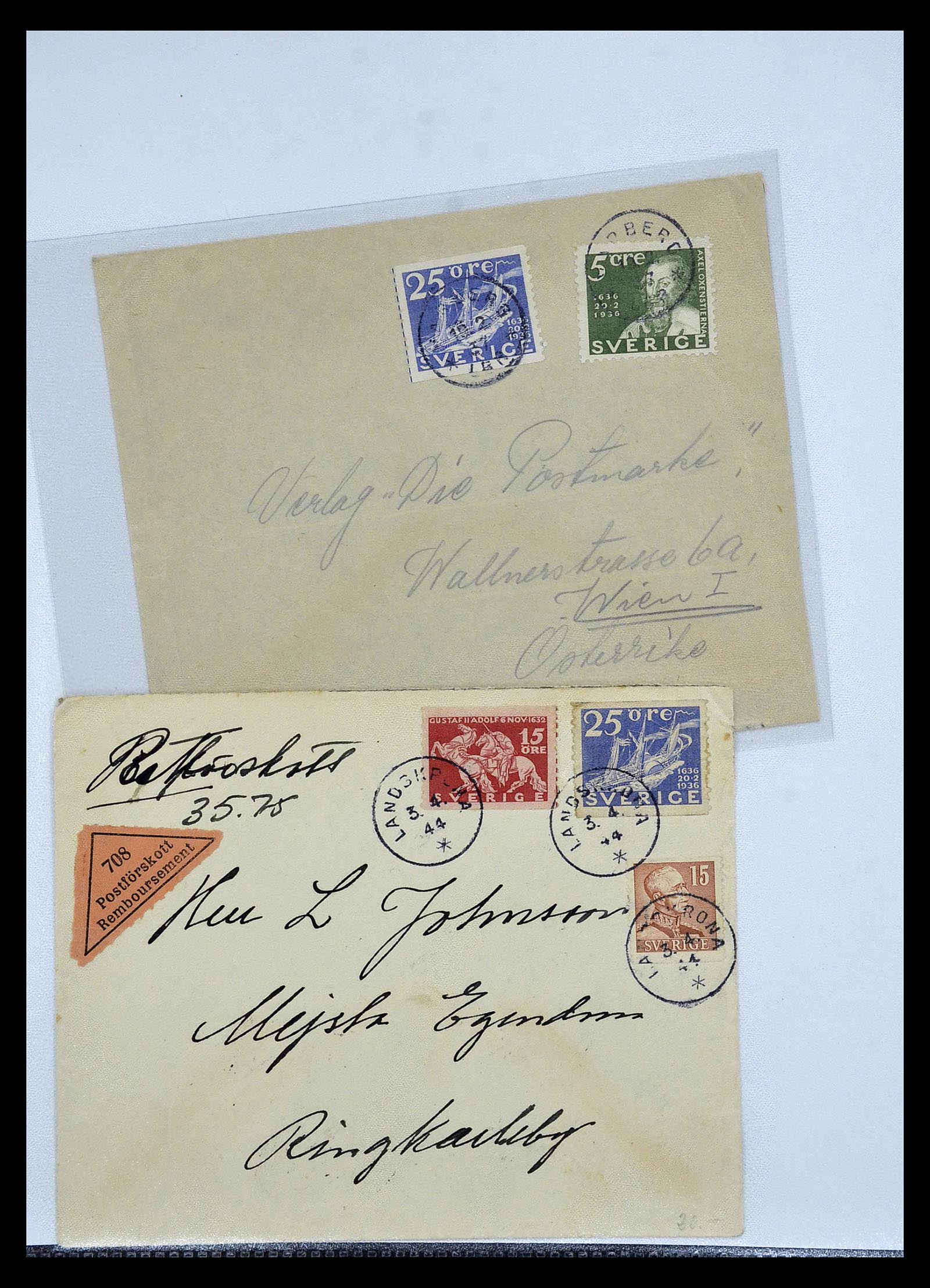 34817 028 - Postzegelverzameling 34817 Zweden brieven 1928-1945.