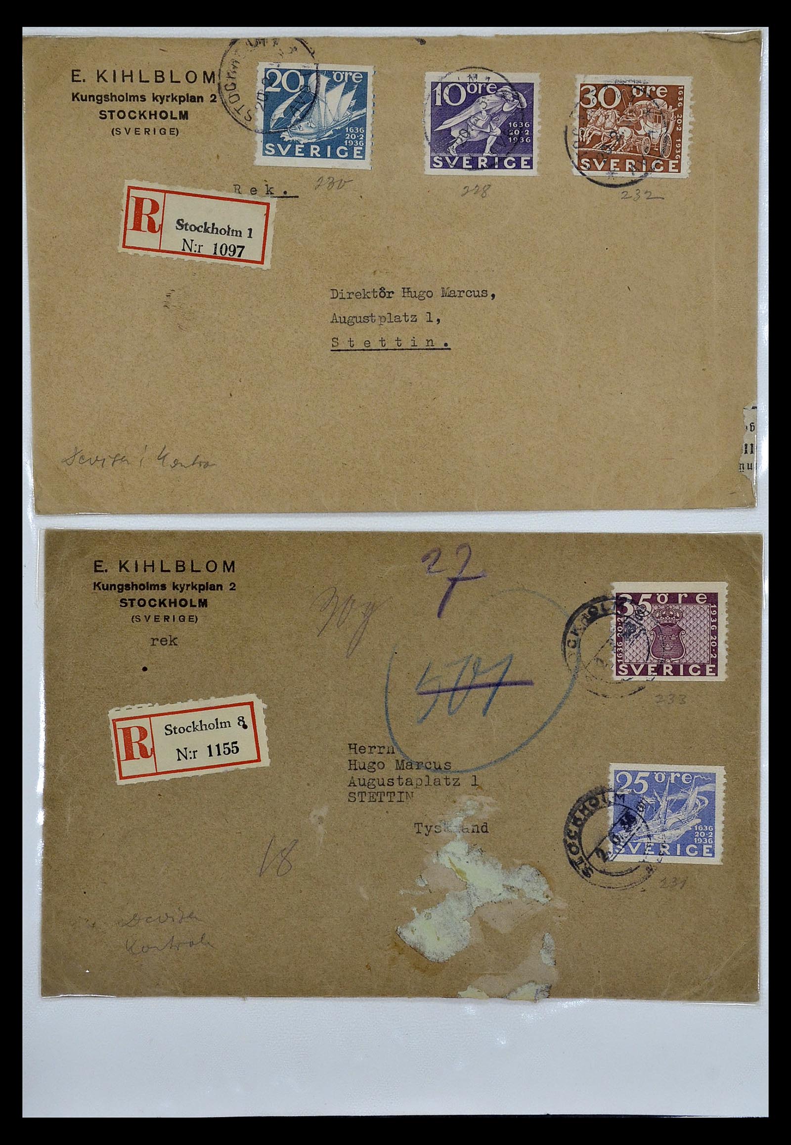 34817 031 - Postzegelverzameling 34817 Zweden brieven 1928-1945.