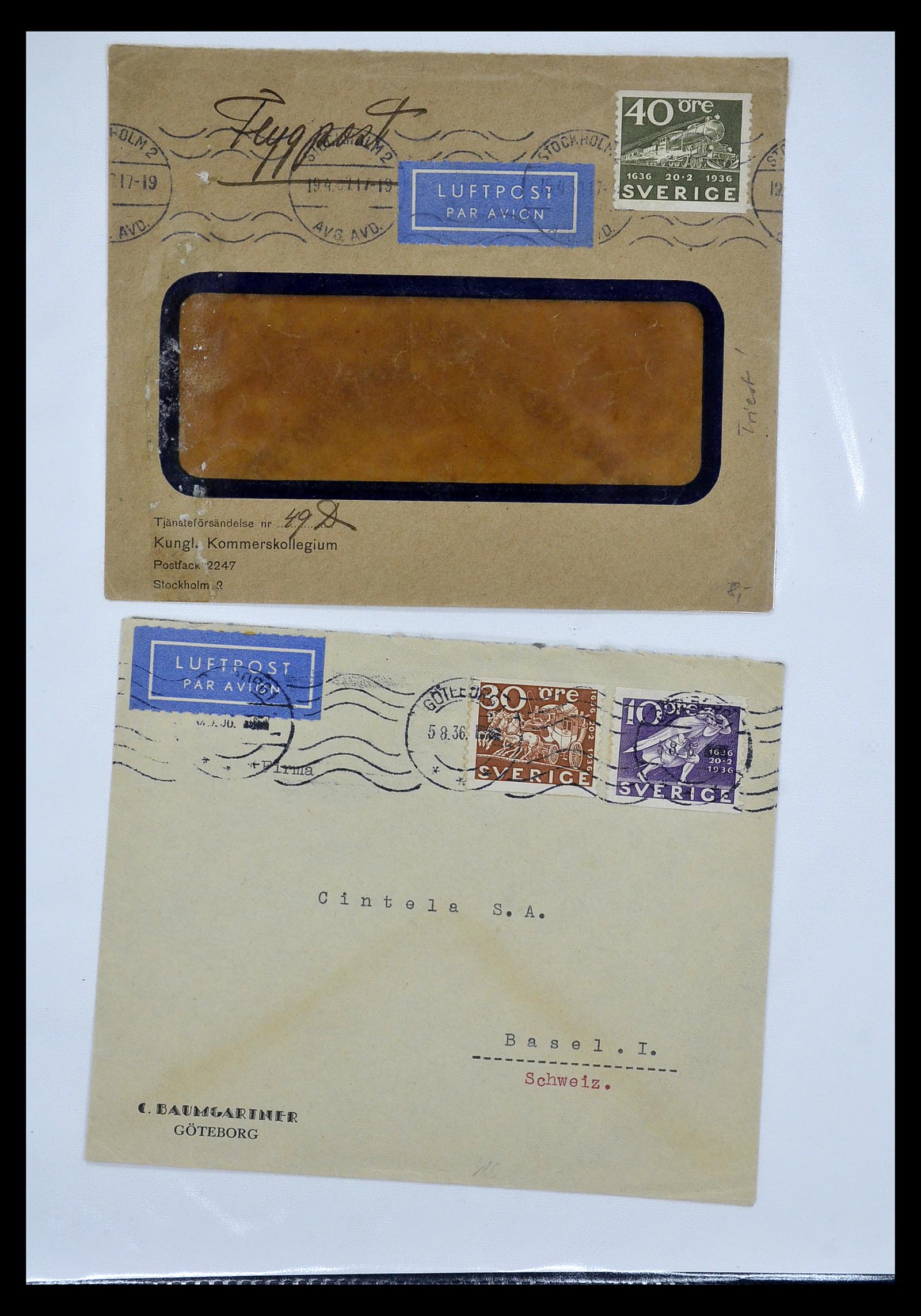 34817 032 - Postzegelverzameling 34817 Zweden brieven 1928-1945.