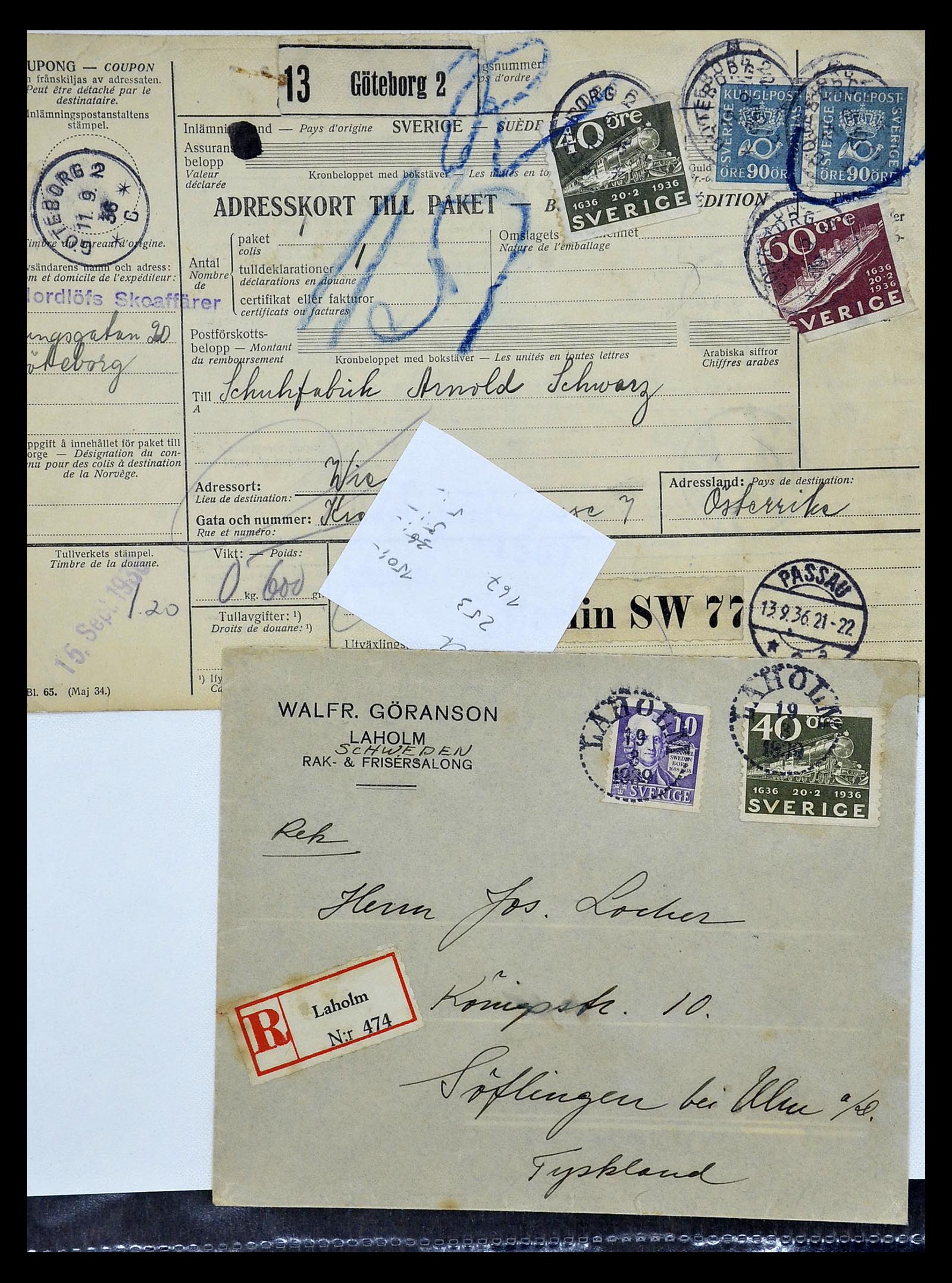 34817 033 - Postzegelverzameling 34817 Zweden brieven 1928-1945.