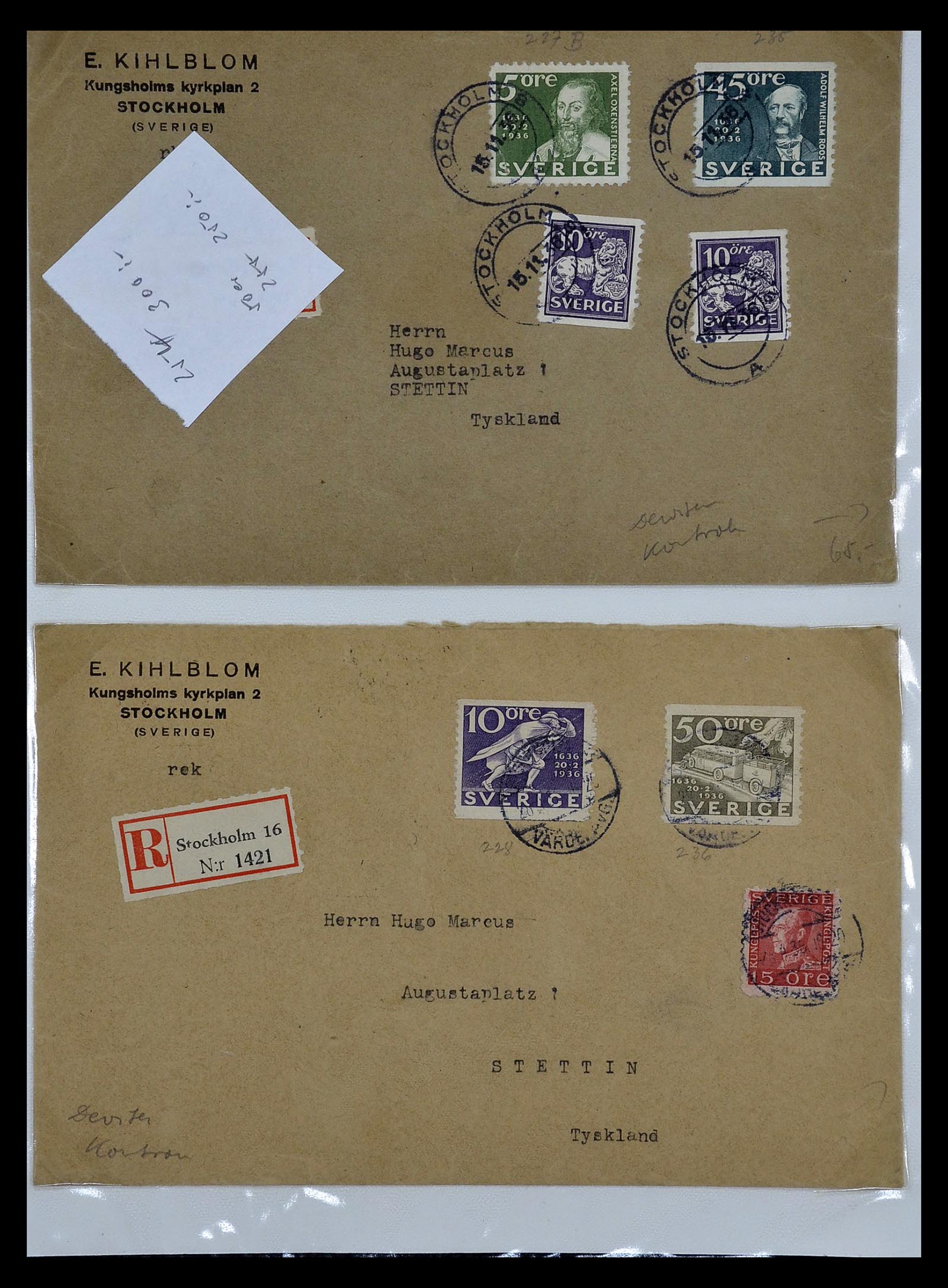 34817 034 - Postzegelverzameling 34817 Zweden brieven 1928-1945.