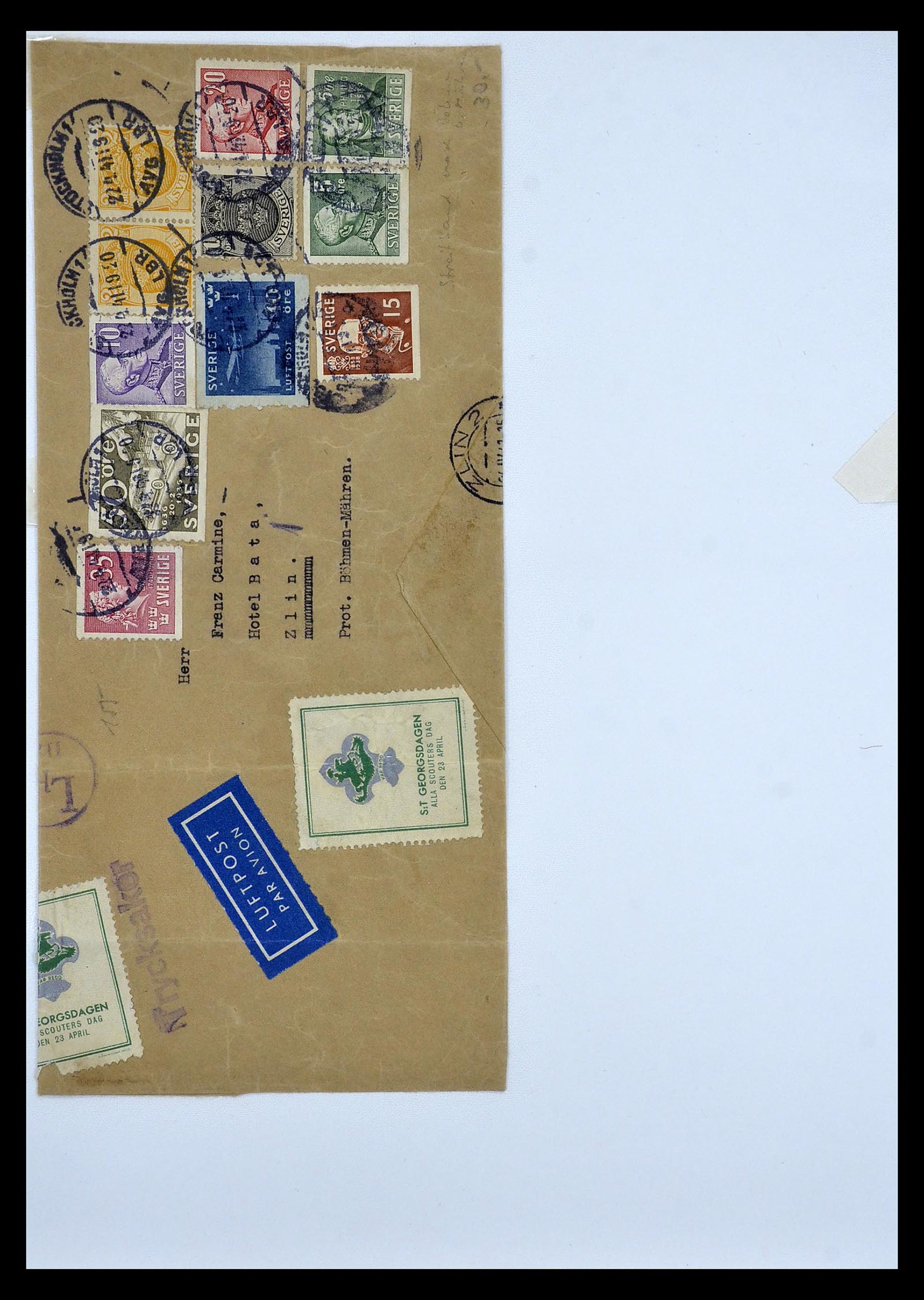 34817 037 - Postzegelverzameling 34817 Zweden brieven 1928-1945.