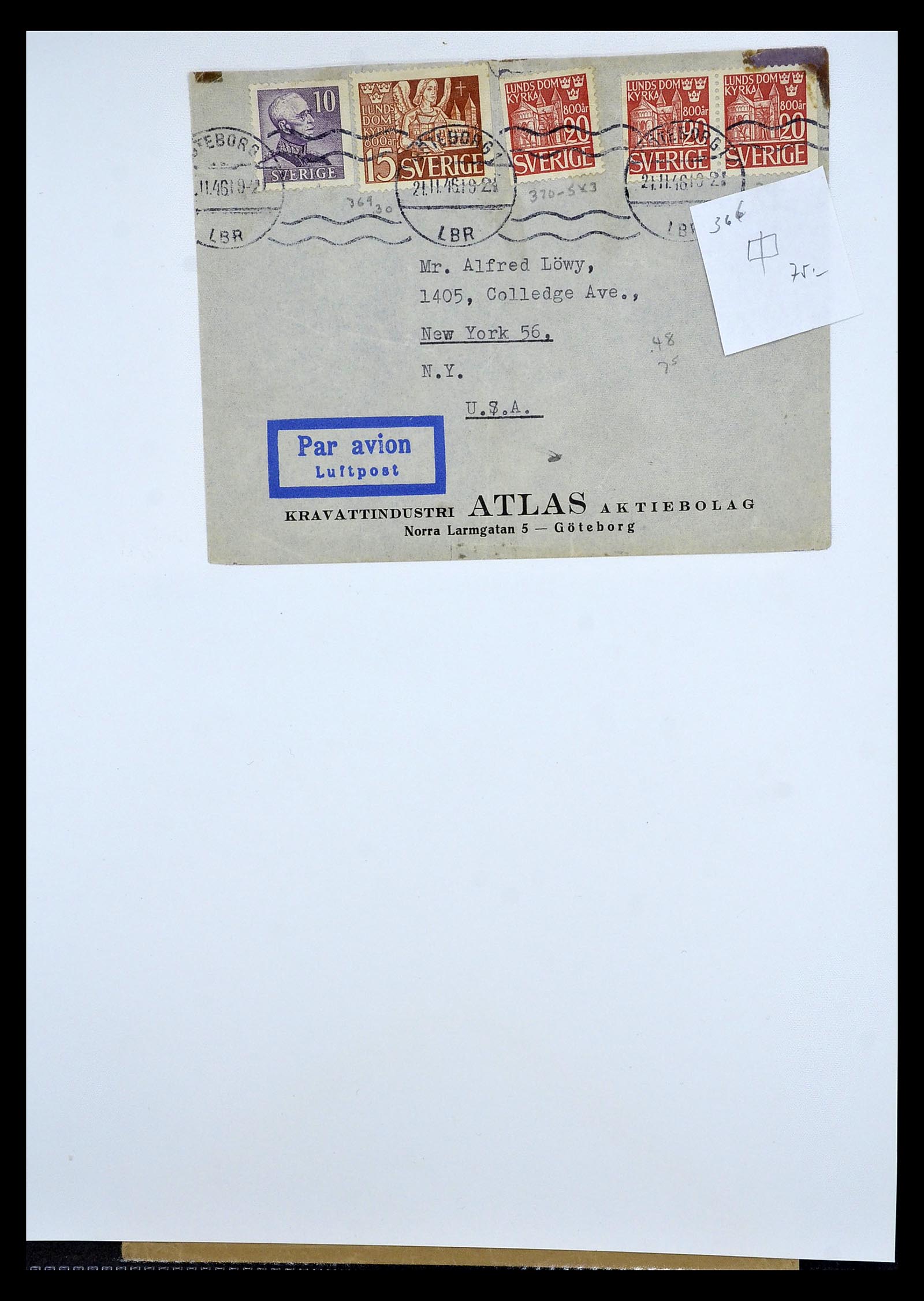 34817 048 - Postzegelverzameling 34817 Zweden brieven 1928-1945.