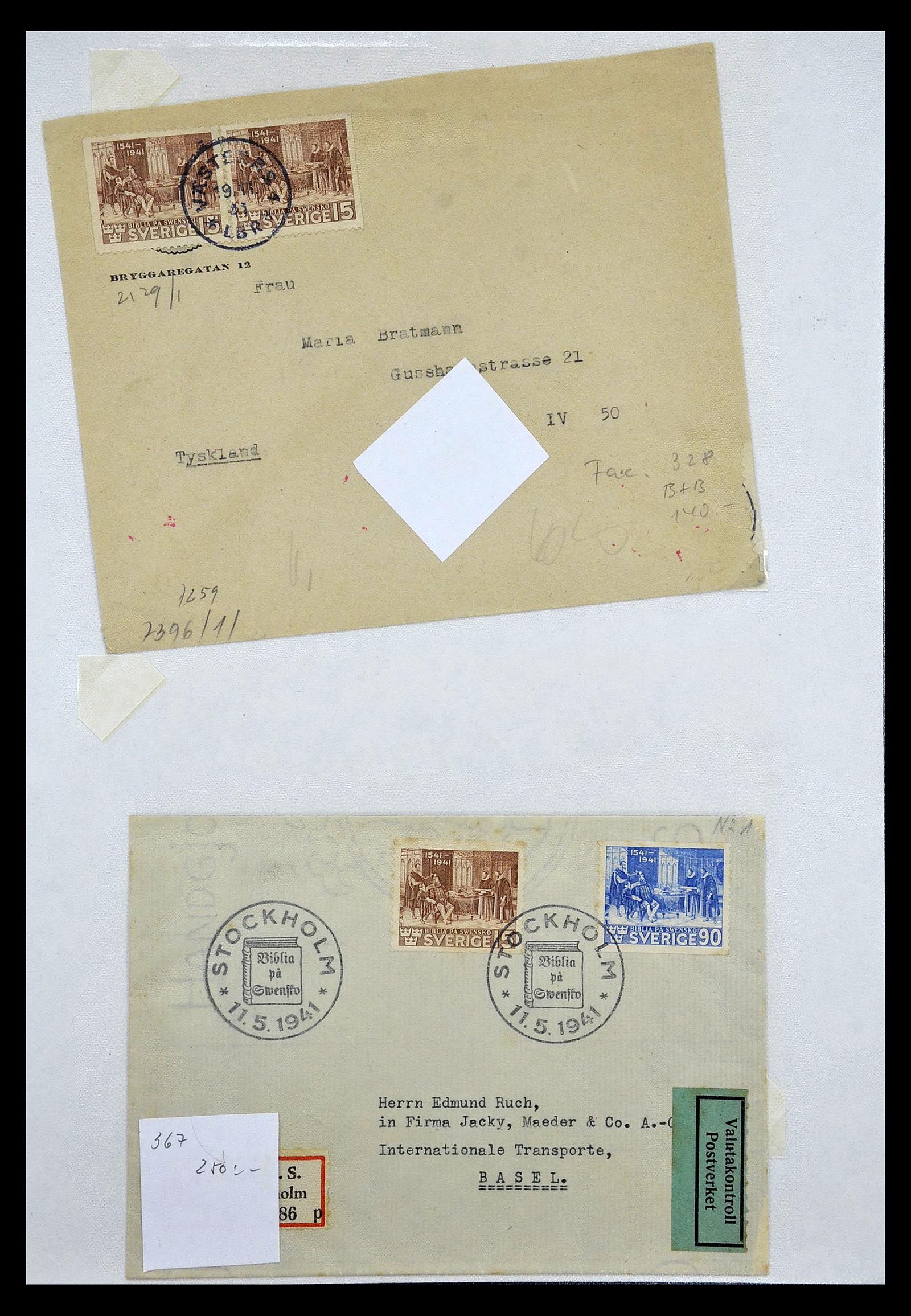 34817 049 - Postzegelverzameling 34817 Zweden brieven 1928-1945.