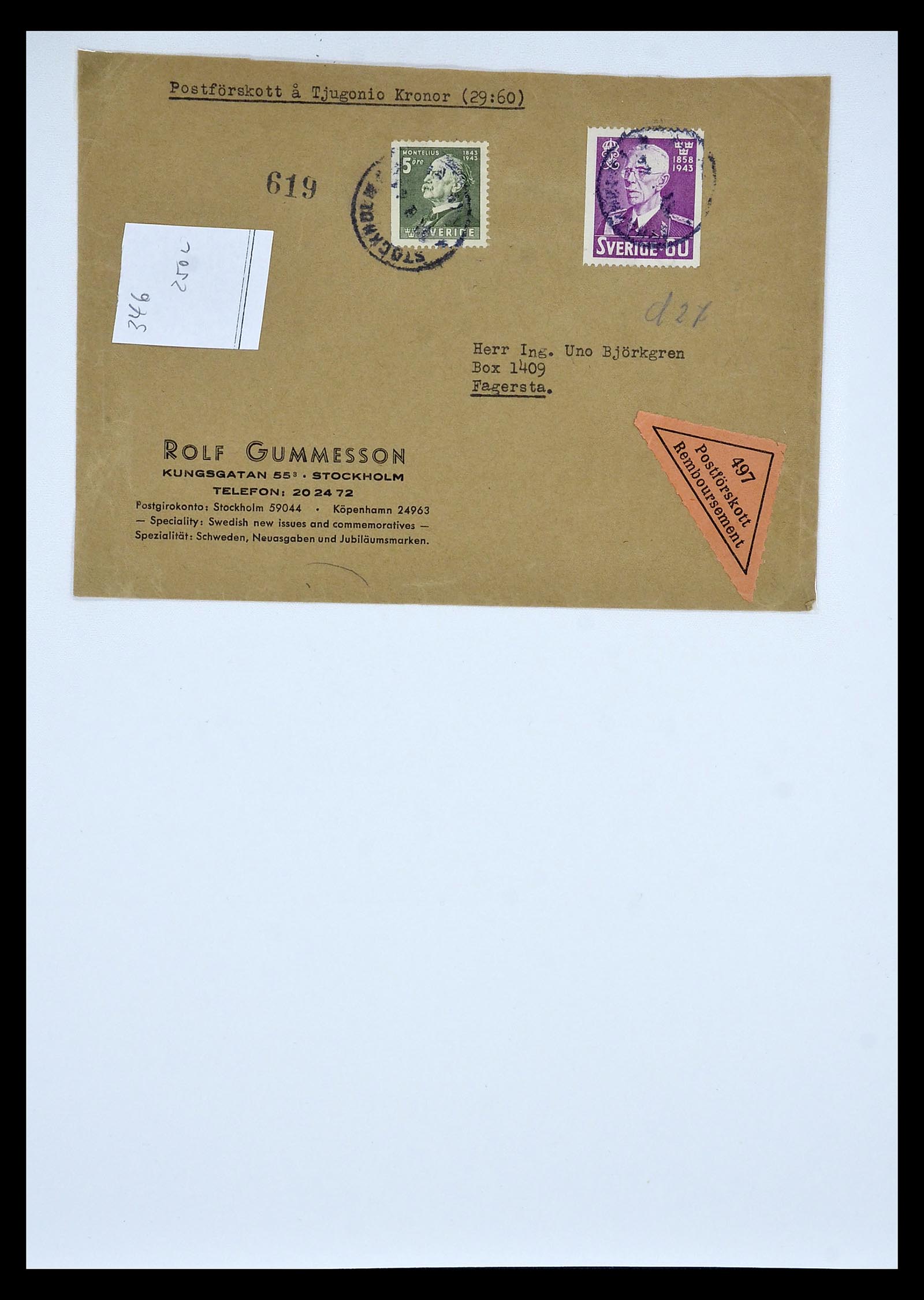 34817 052 - Postzegelverzameling 34817 Zweden brieven 1928-1945.