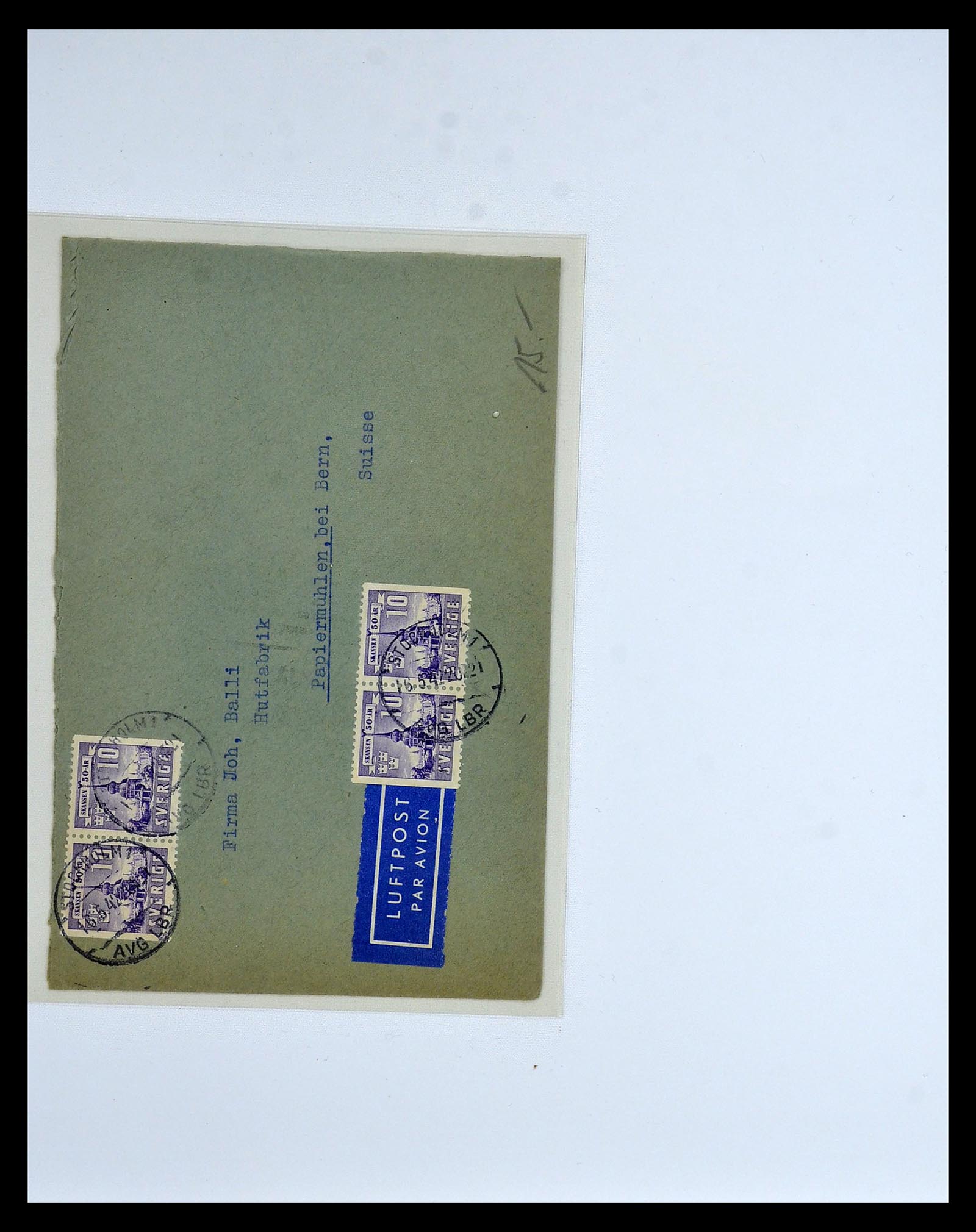 34817 053 - Postzegelverzameling 34817 Zweden brieven 1928-1945.