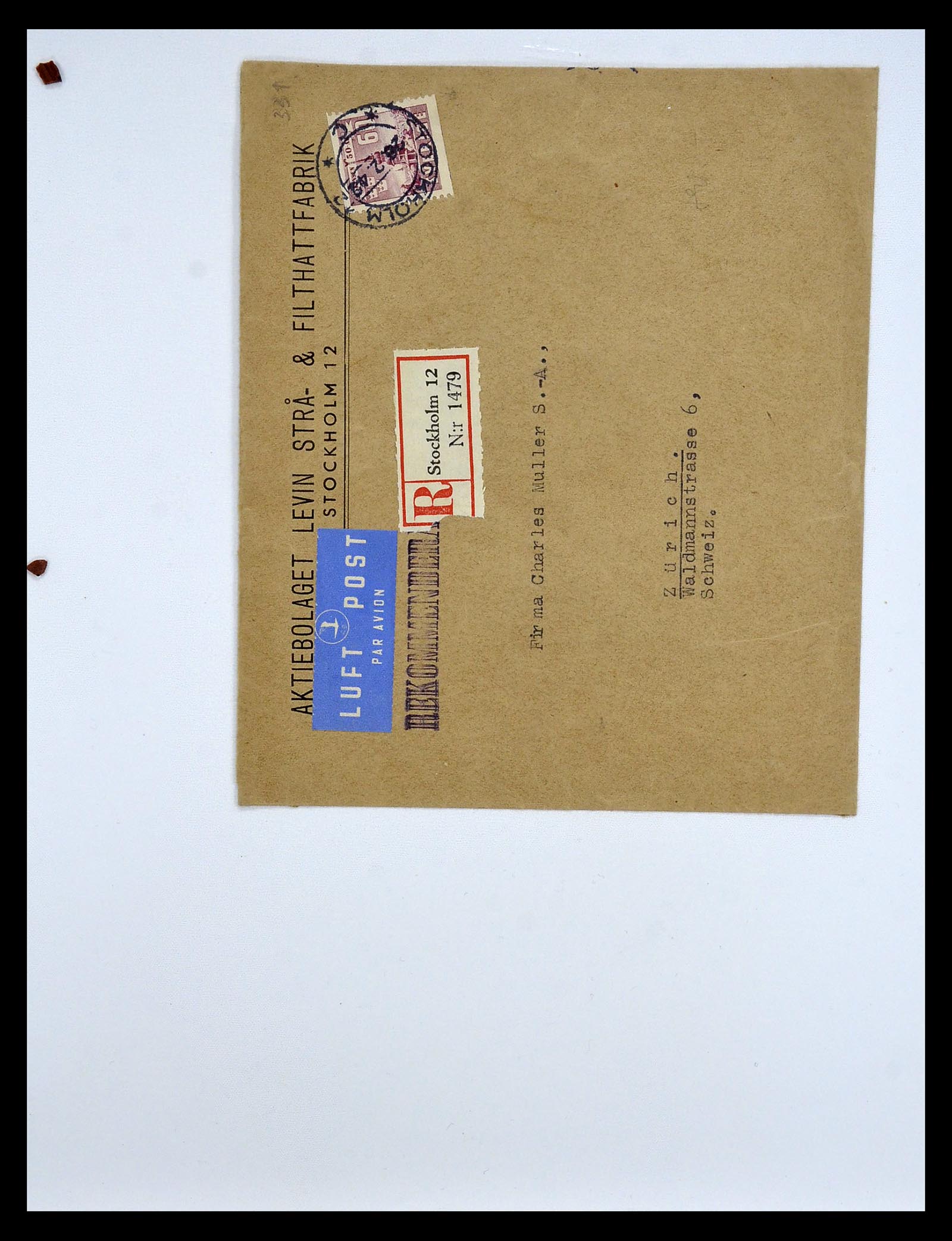 34817 054 - Postzegelverzameling 34817 Zweden brieven 1928-1945.