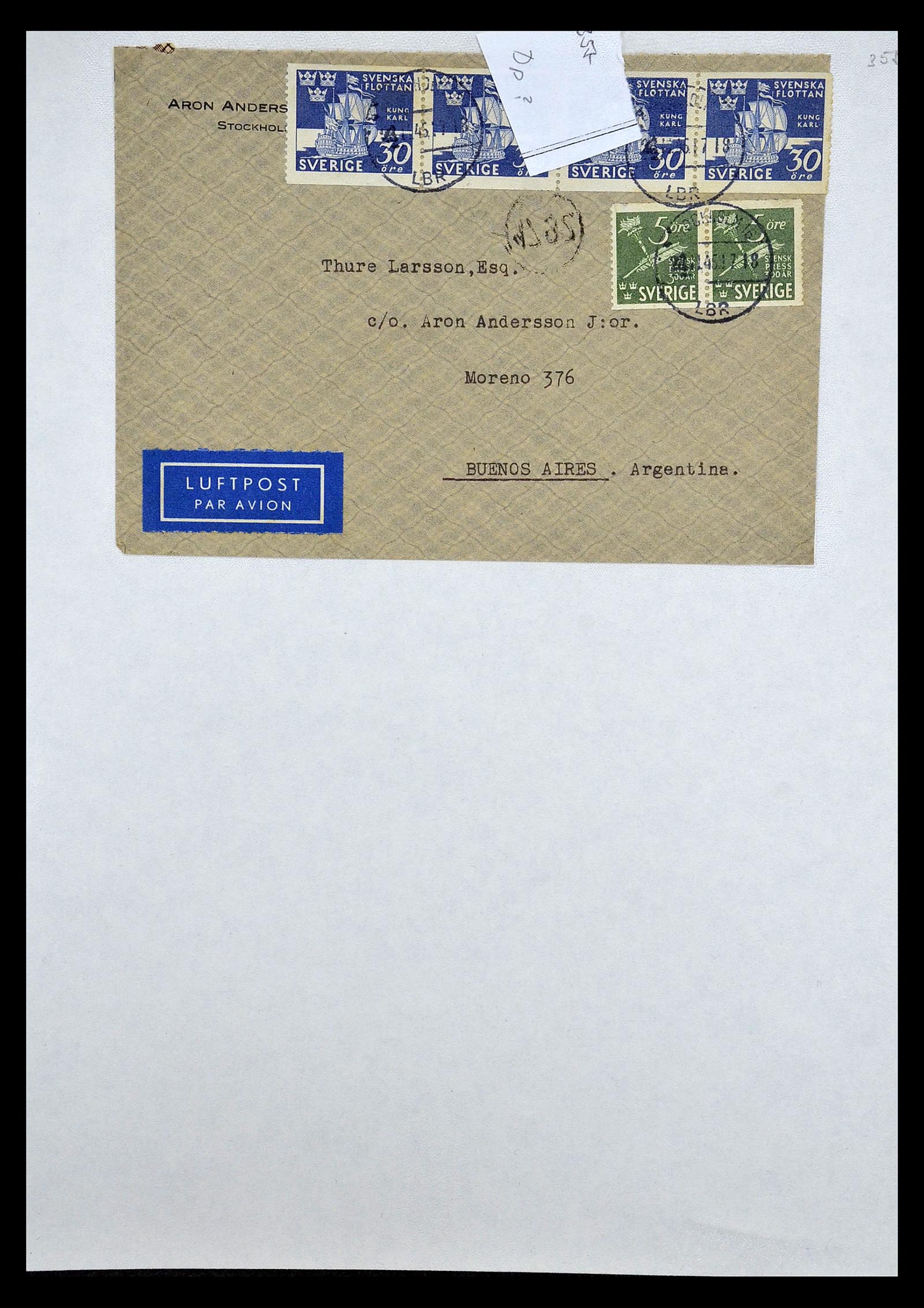 34817 055 - Postzegelverzameling 34817 Zweden brieven 1928-1945.