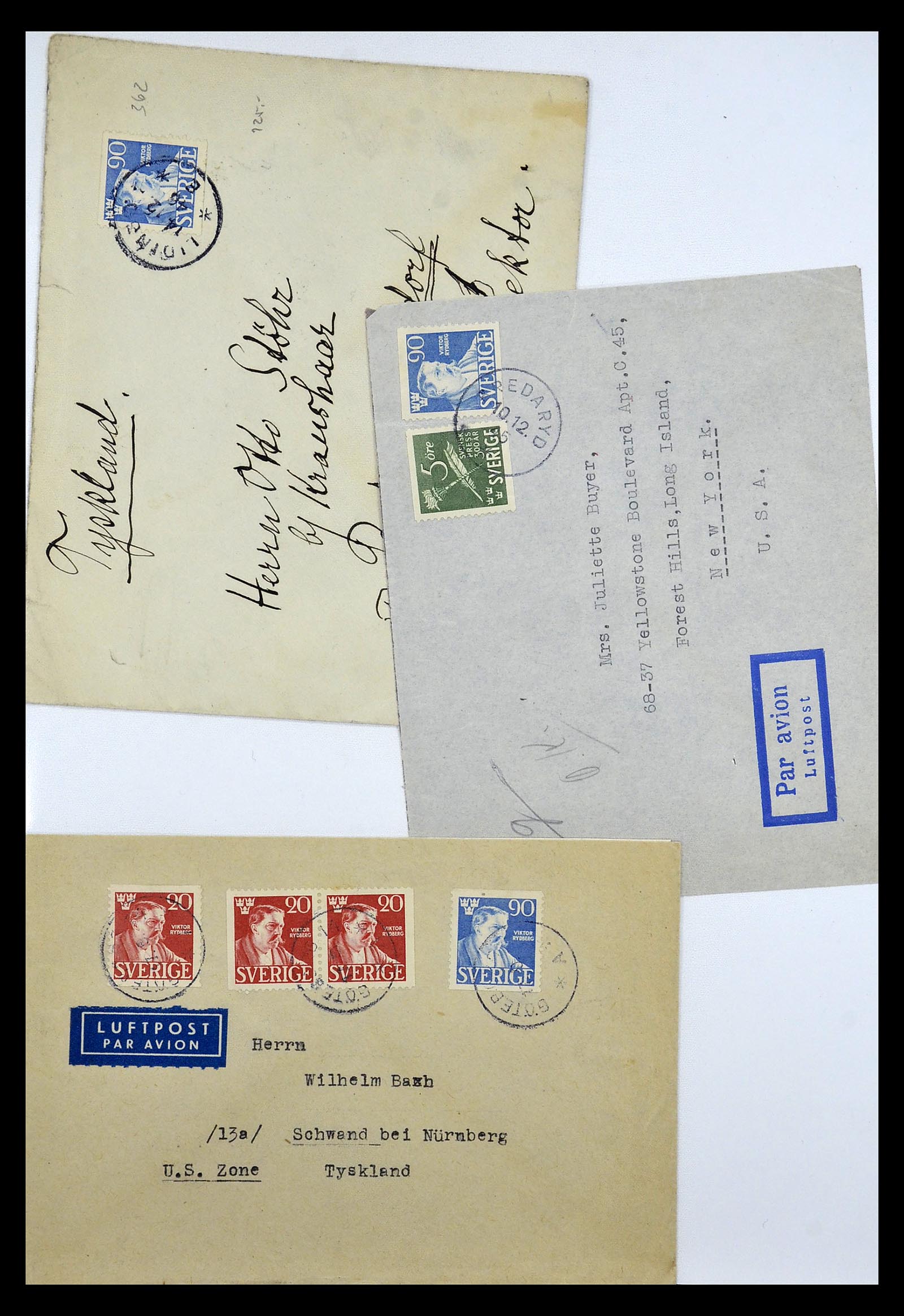 34817 056 - Postzegelverzameling 34817 Zweden brieven 1928-1945.