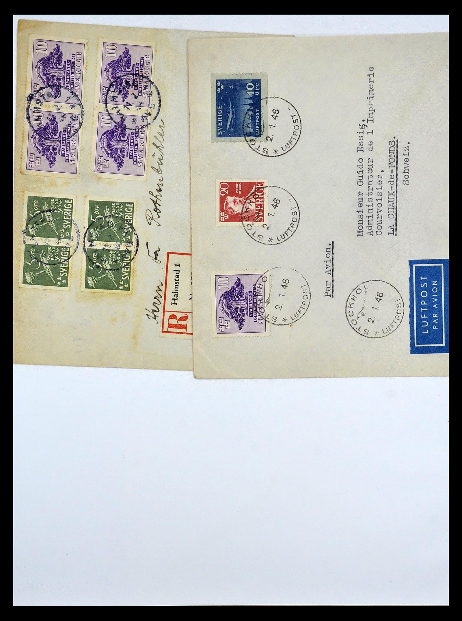 34817 057 - Postzegelverzameling 34817 Zweden brieven 1928-1945.