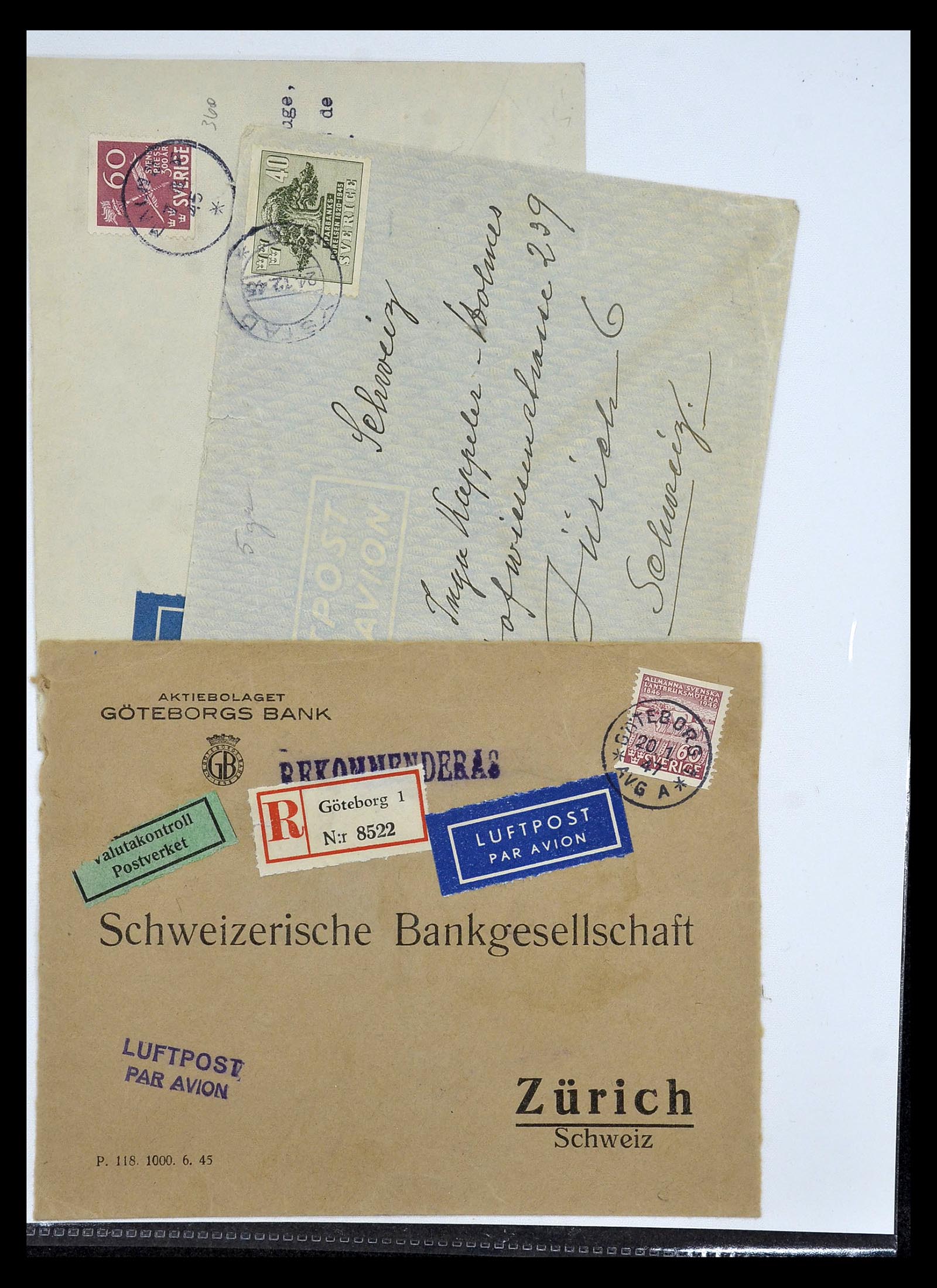 34817 058 - Postzegelverzameling 34817 Zweden brieven 1928-1945.