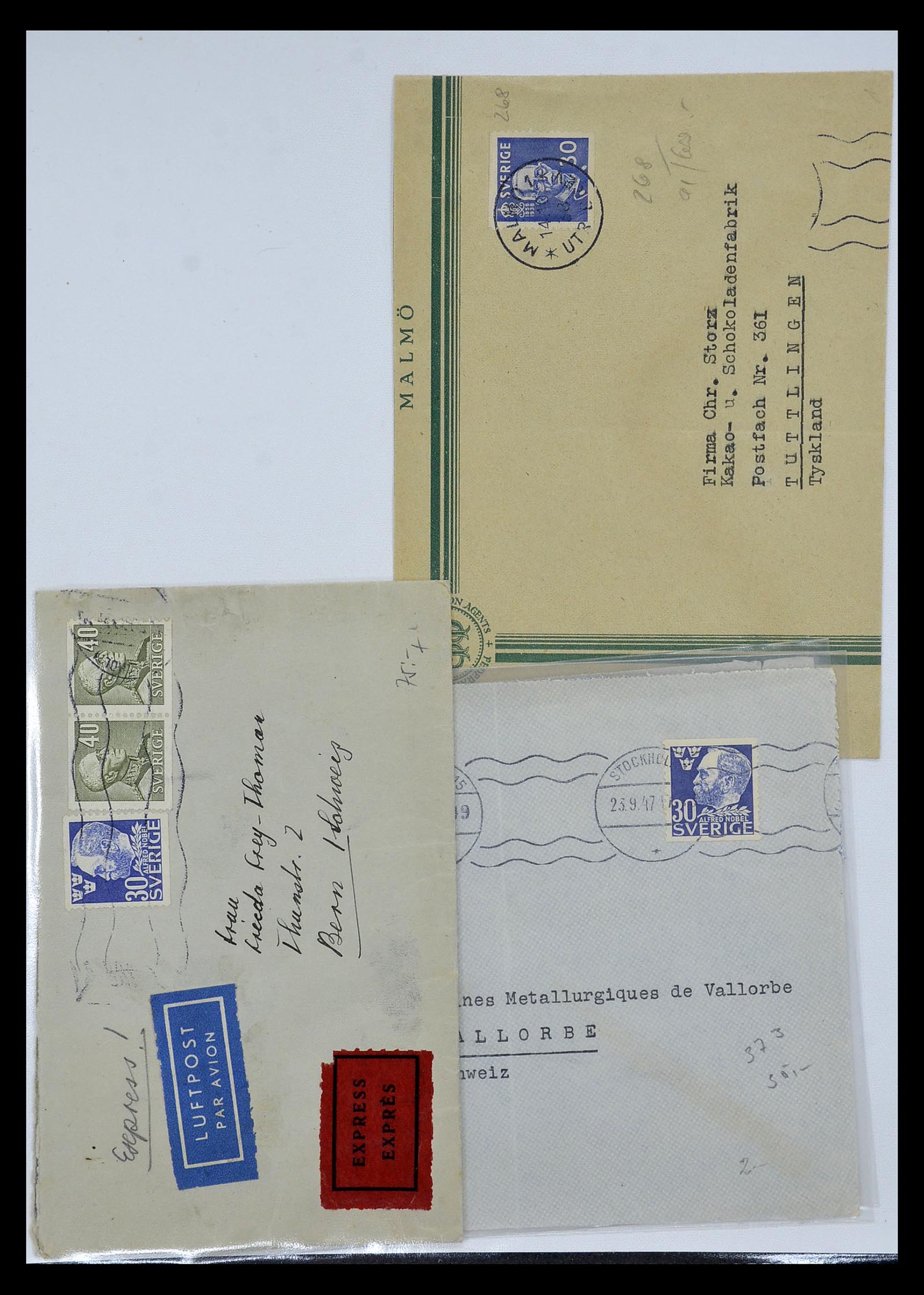 34817 060 - Postzegelverzameling 34817 Zweden brieven 1928-1945.