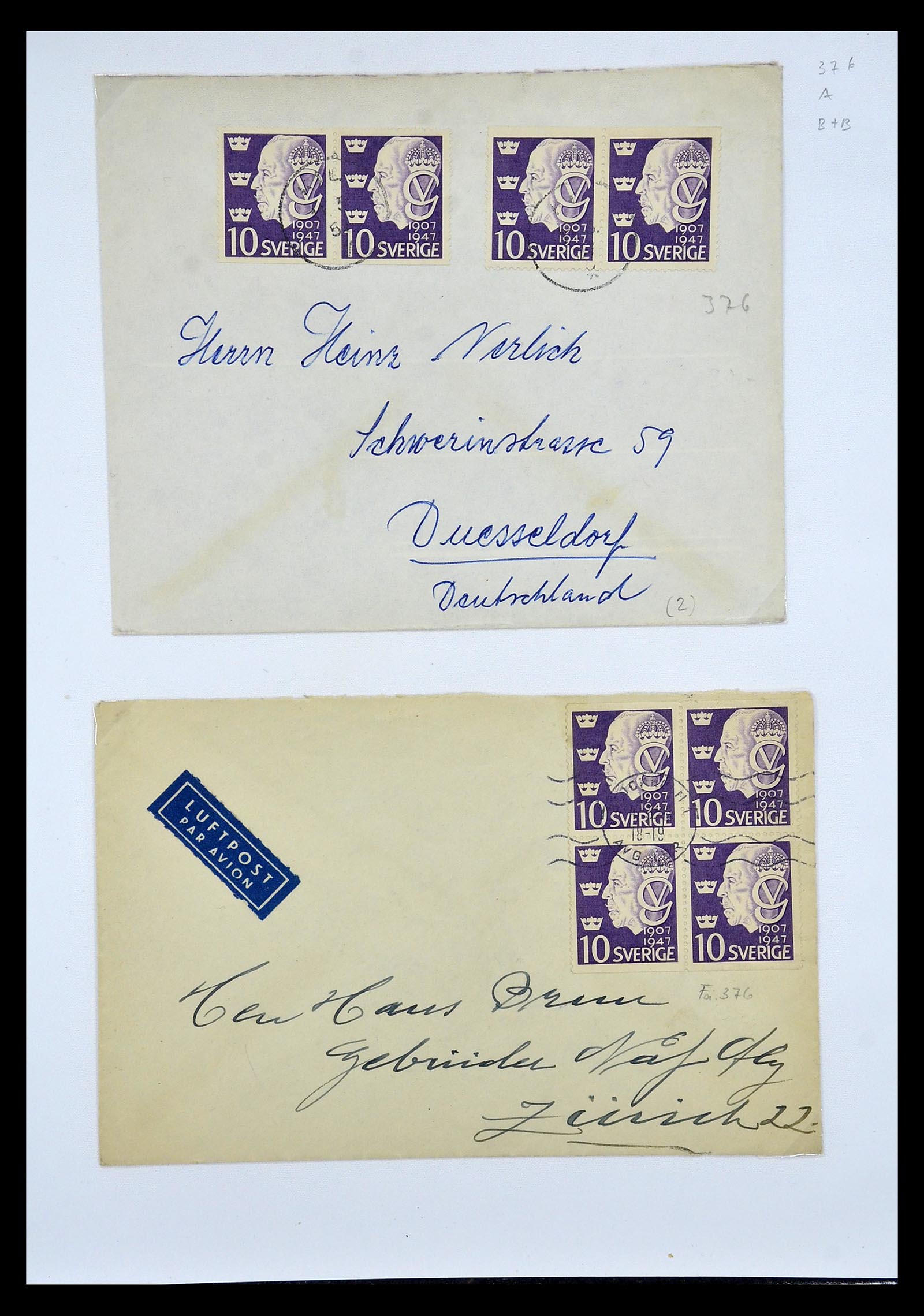 34817 061 - Postzegelverzameling 34817 Zweden brieven 1928-1945.