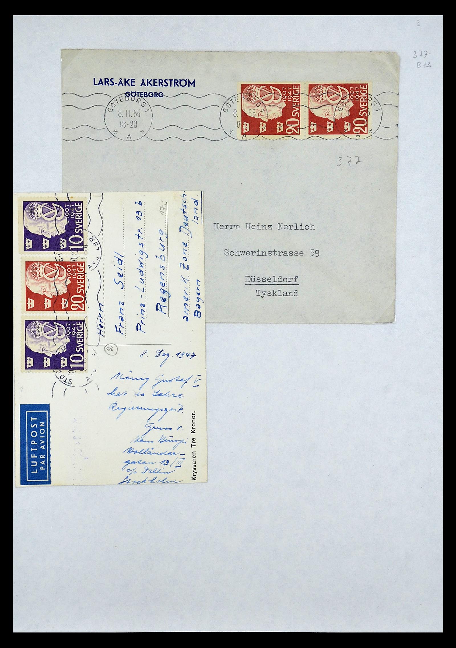 34817 063 - Postzegelverzameling 34817 Zweden brieven 1928-1945.