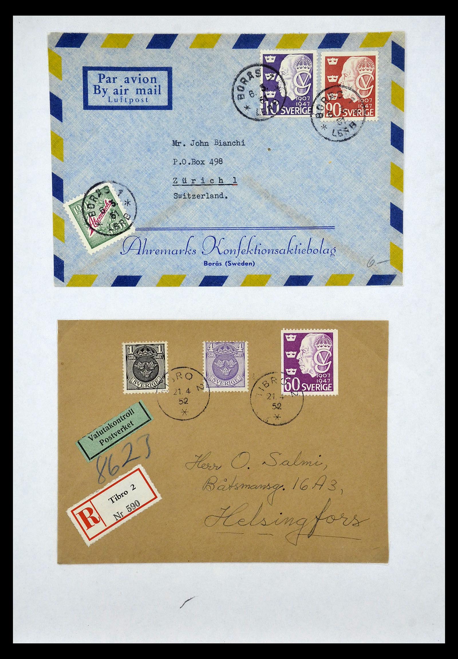 34817 064 - Postzegelverzameling 34817 Zweden brieven 1928-1945.