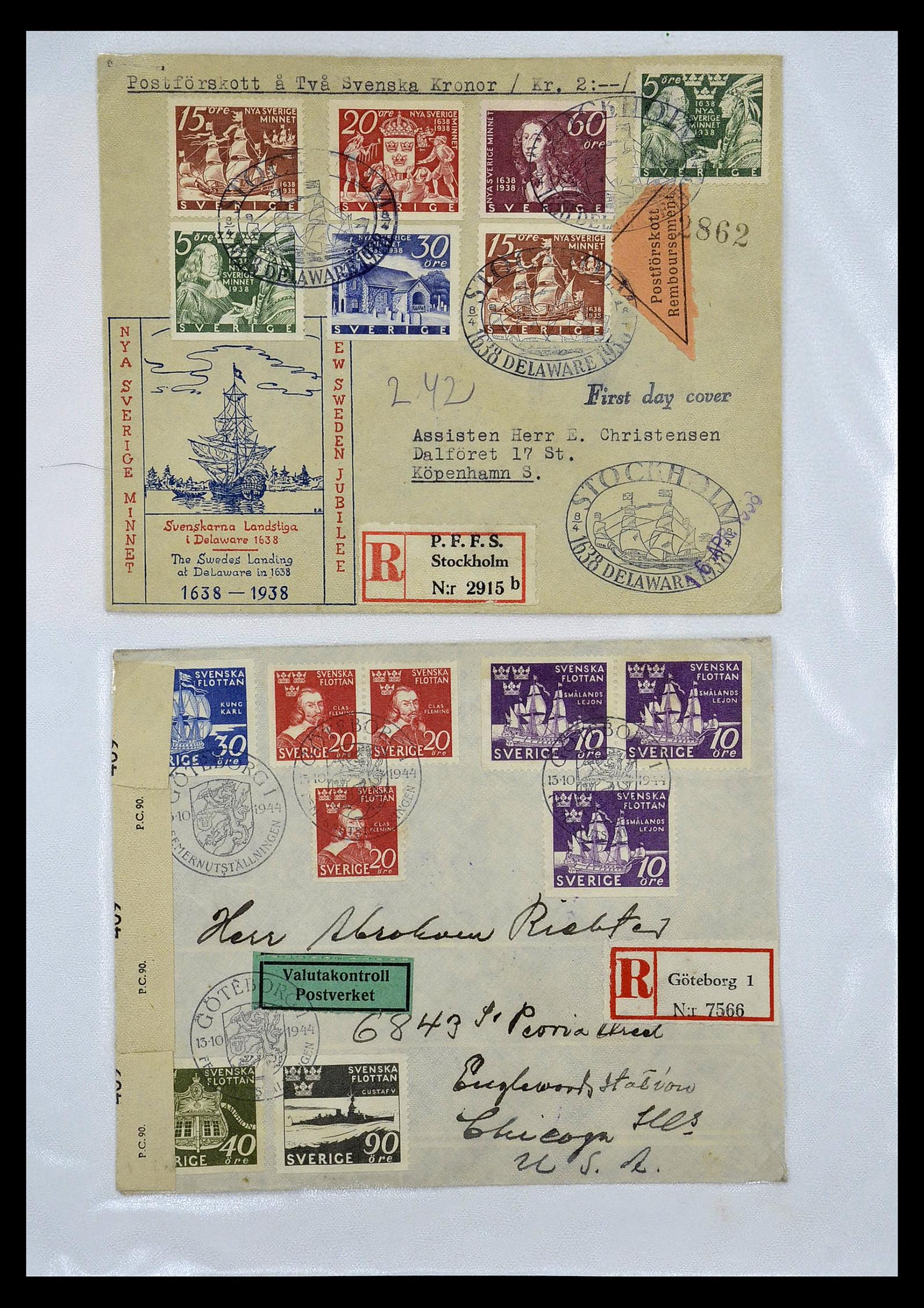 34817 070 - Postzegelverzameling 34817 Zweden brieven 1928-1945.