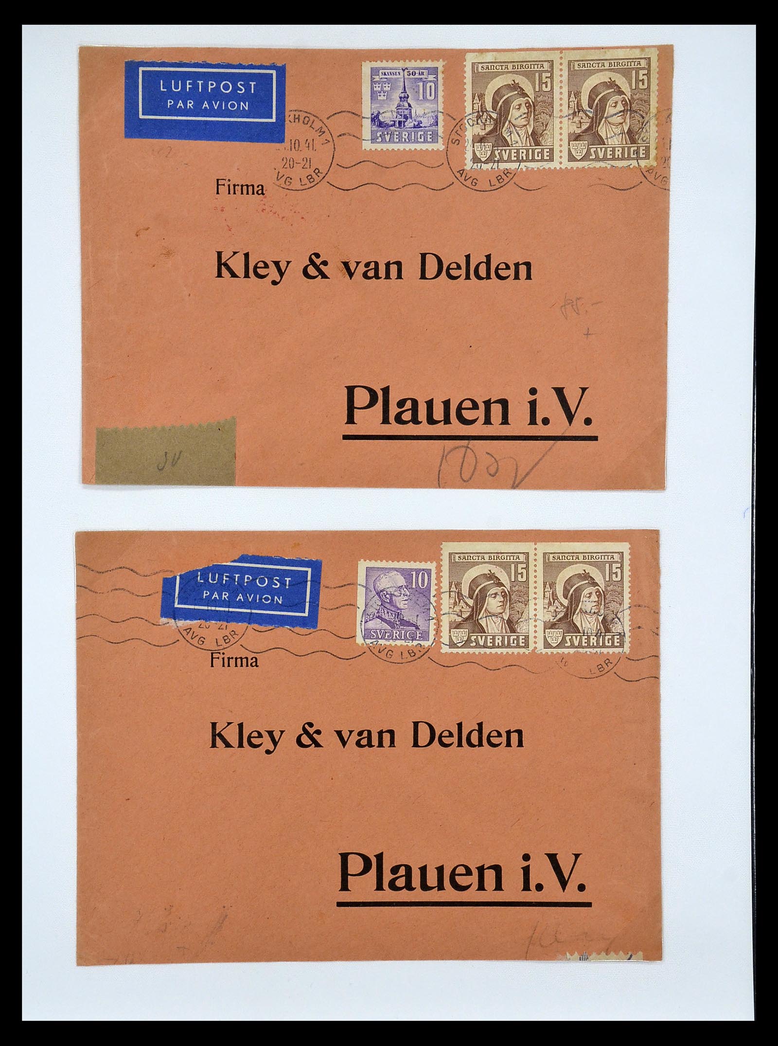 34817 076 - Postzegelverzameling 34817 Zweden brieven 1928-1945.