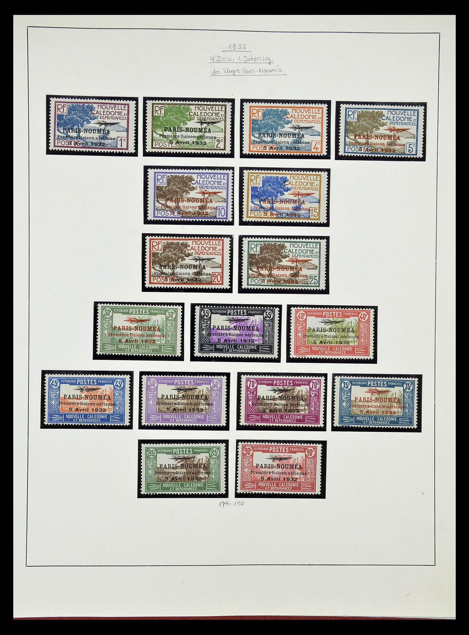 34823 002 - Postzegelverzameling 34823 Nieuw Caledonië luchtpost 1933-1985.