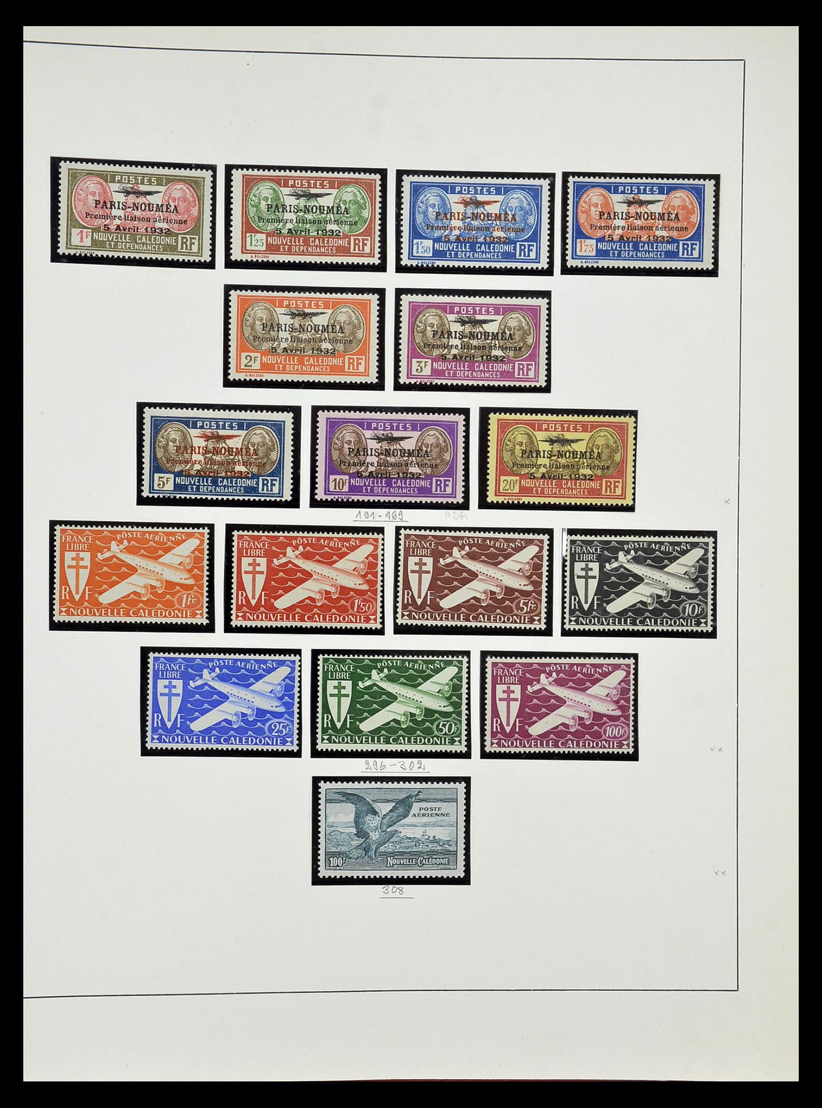 34823 004 - Postzegelverzameling 34823 Nieuw Caledonië luchtpost 1933-1985.
