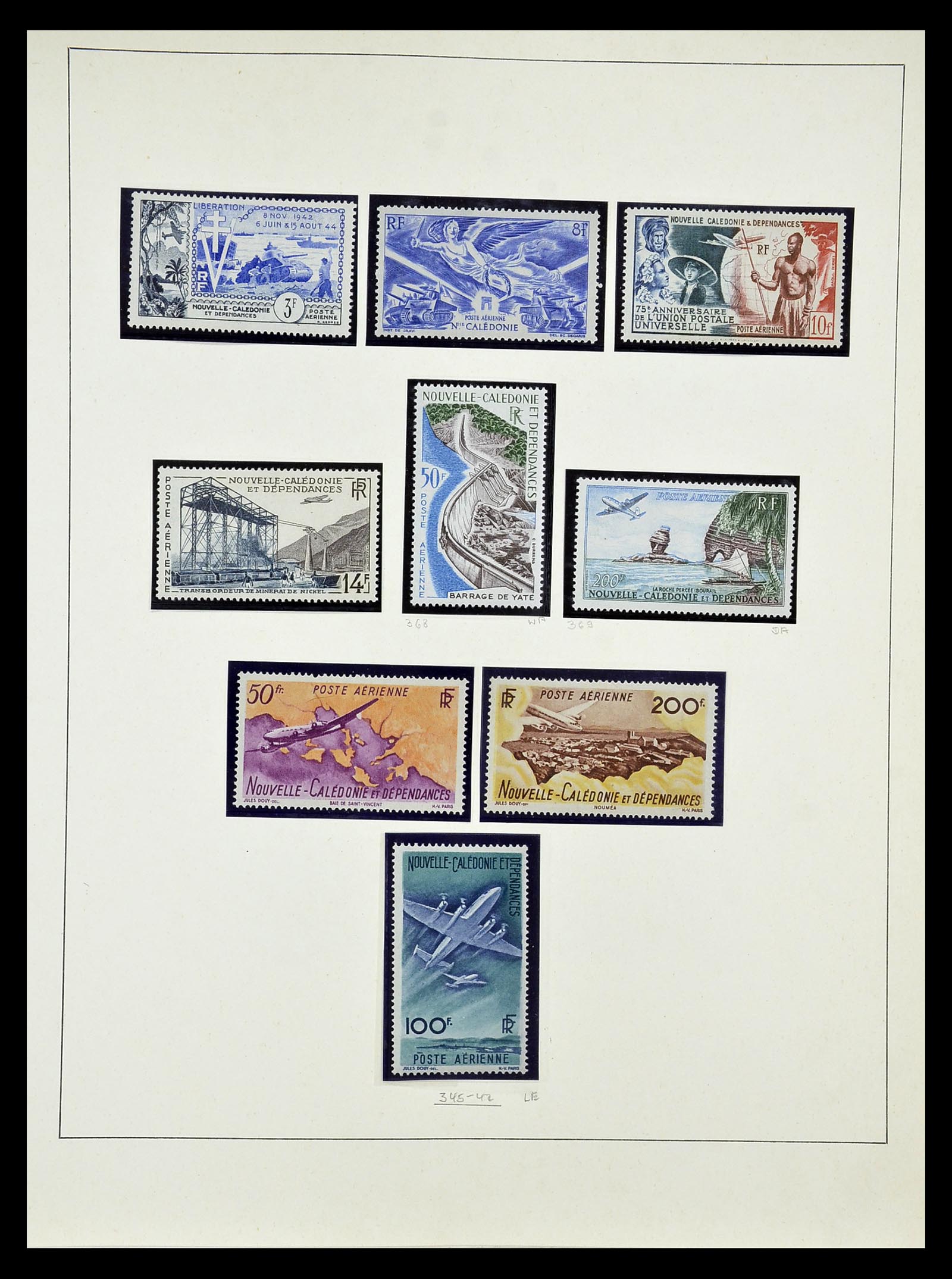 34823 005 - Postzegelverzameling 34823 Nieuw Caledonië luchtpost 1933-1985.