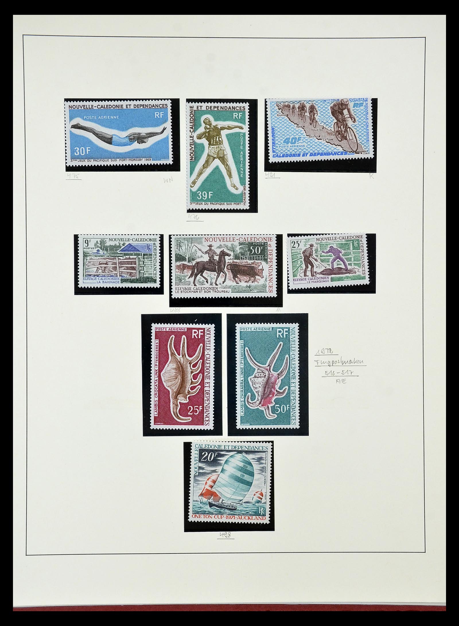 34823 013 - Postzegelverzameling 34823 Nieuw Caledonië luchtpost 1933-1985.