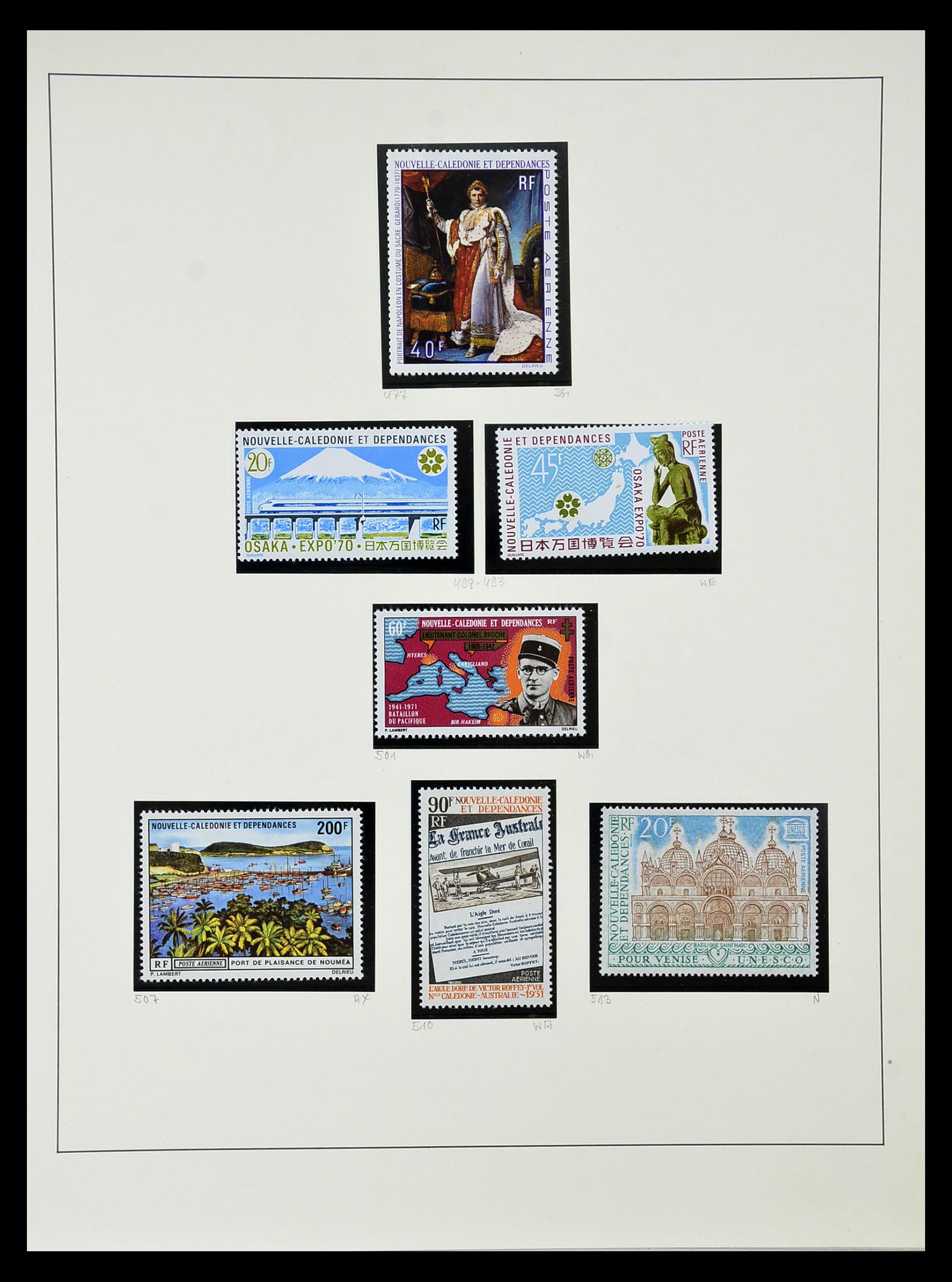 34823 014 - Postzegelverzameling 34823 Nieuw Caledonië luchtpost 1933-1985.