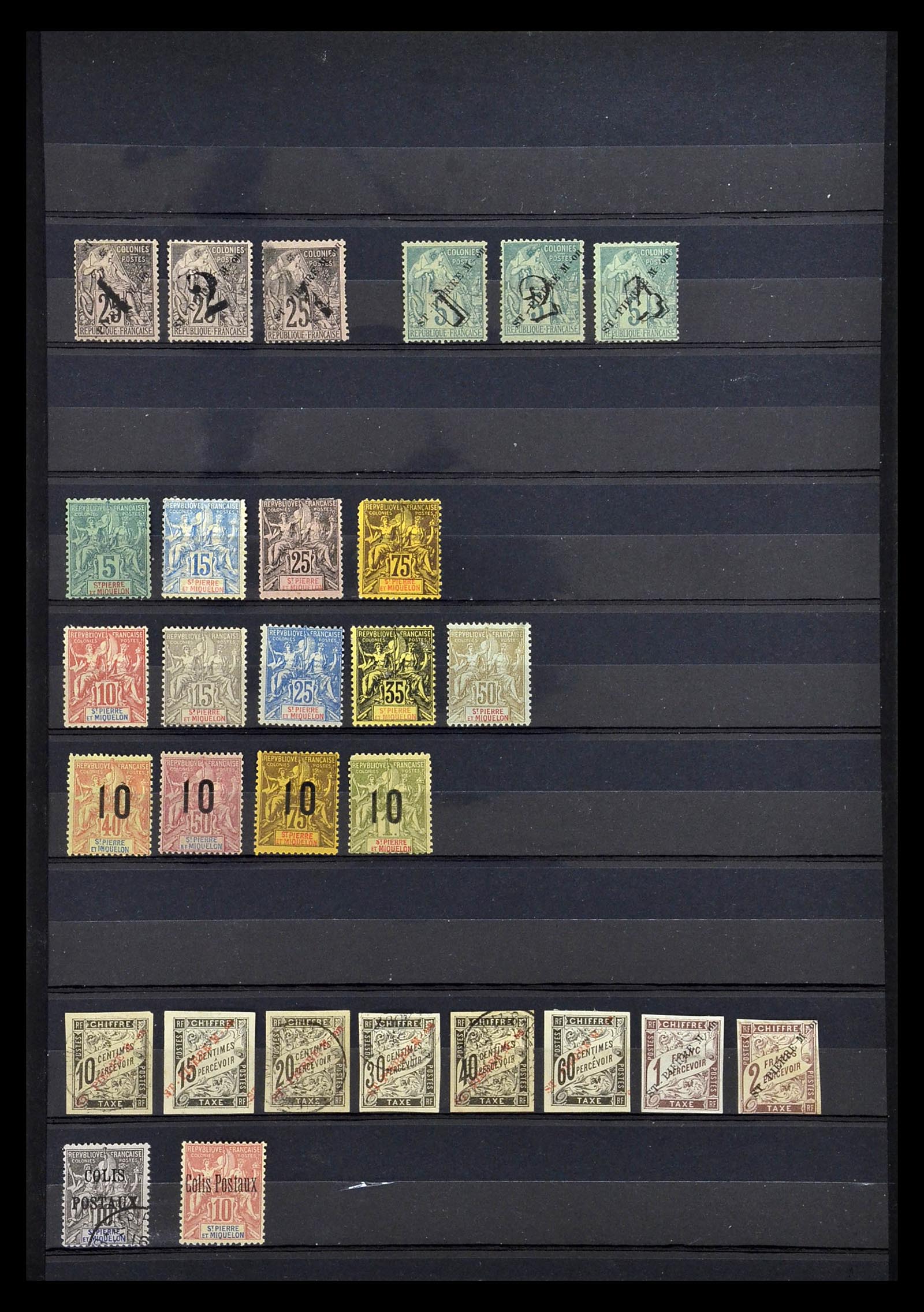 34832 002 - Postzegelverzameling 34832 St. Pierre et Miquelon 1885-1901.