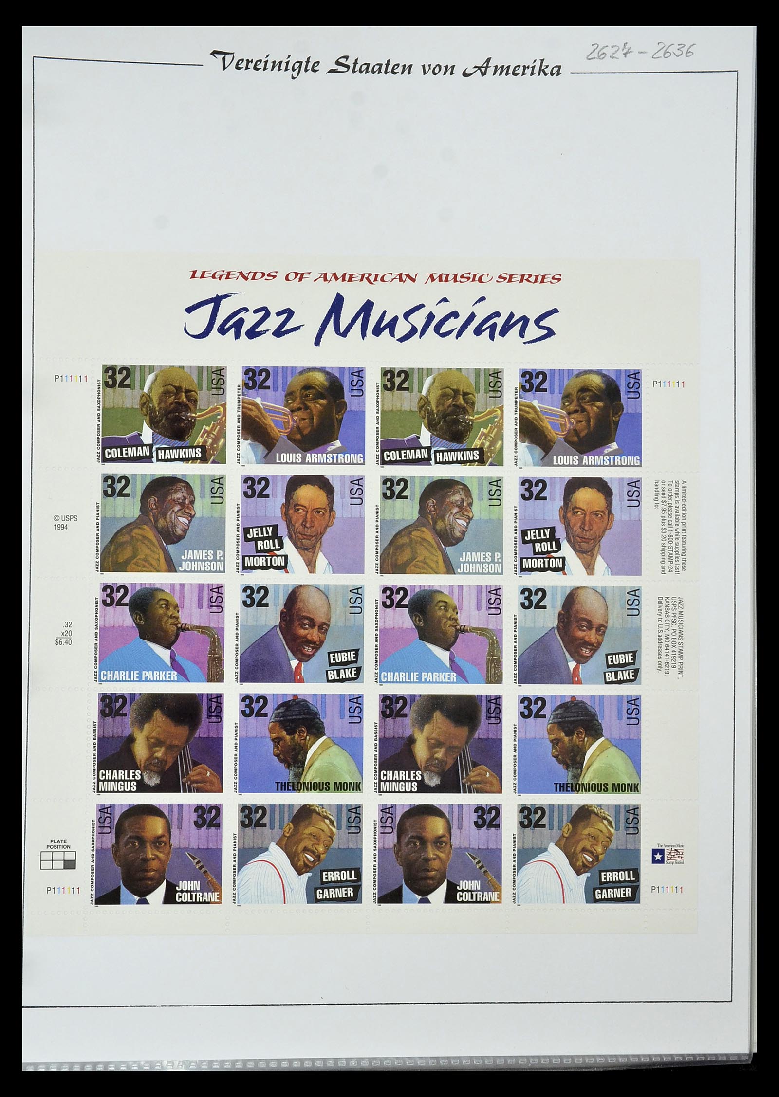 34834 045 - Postzegelverzameling 34834 USA velletjes 1988-2005.