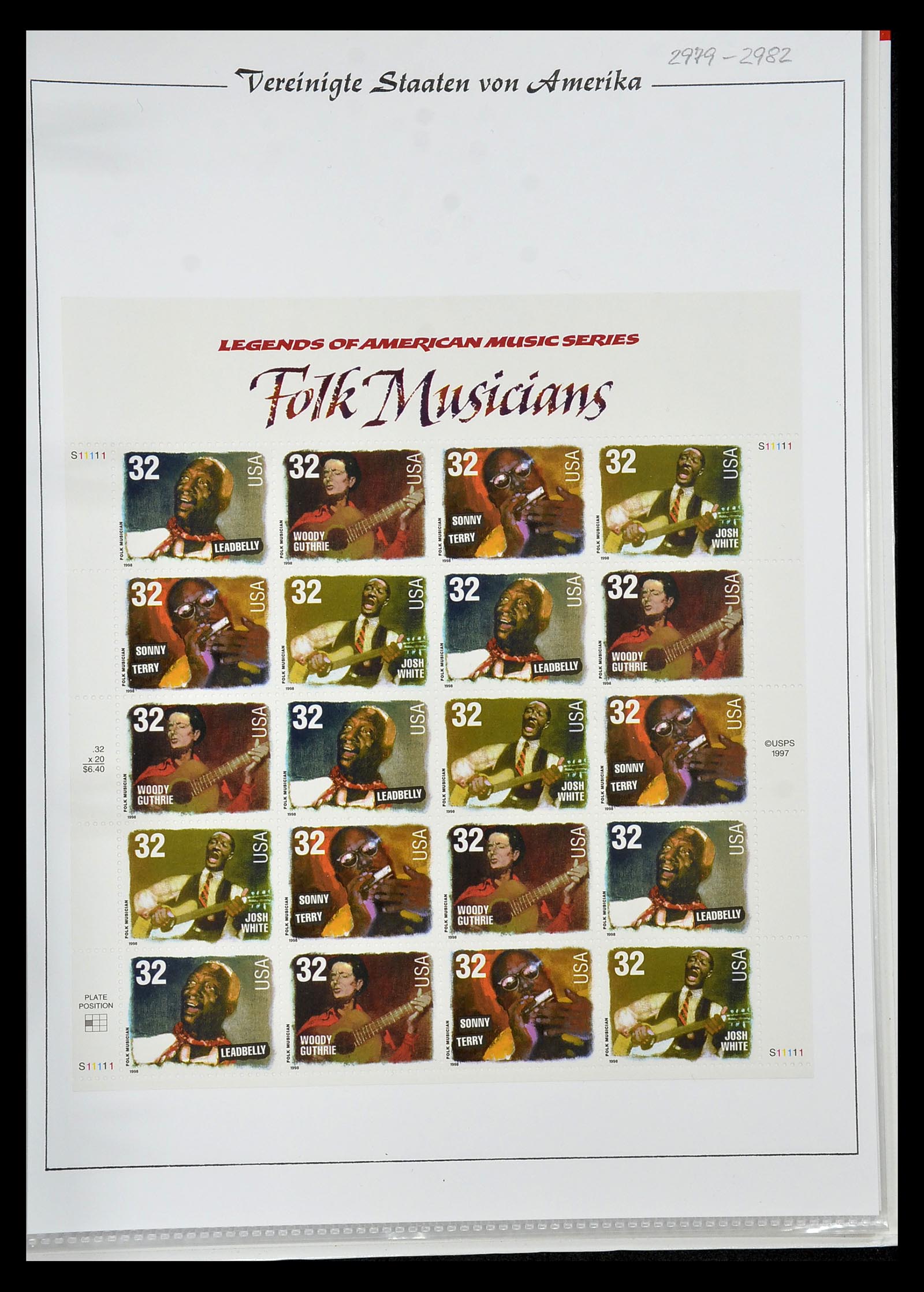 34834 097 - Stamp Collection 34834 USA sheetlets 1988-2005.