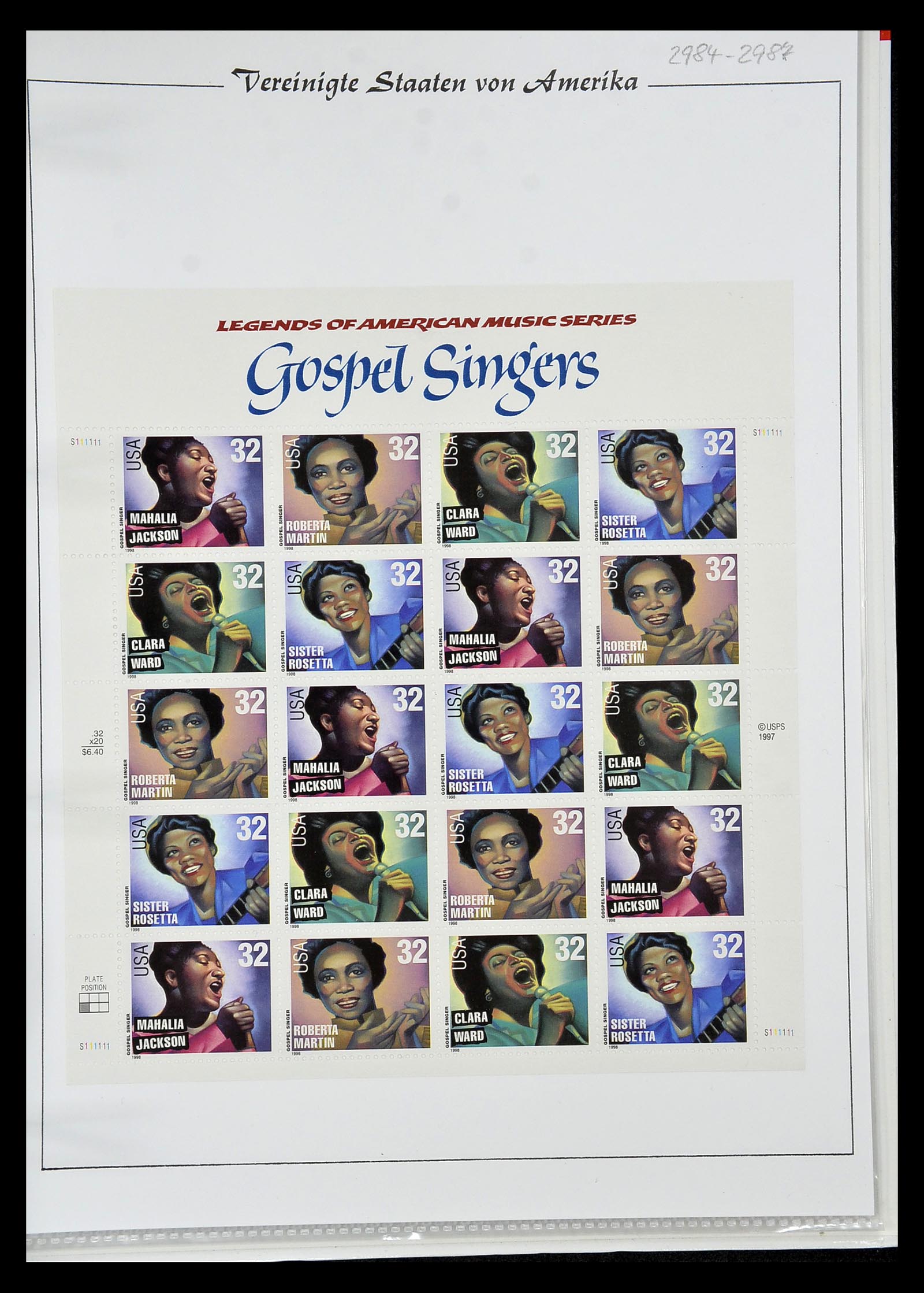 34834 100 - Stamp Collection 34834 USA sheetlets 1988-2005.