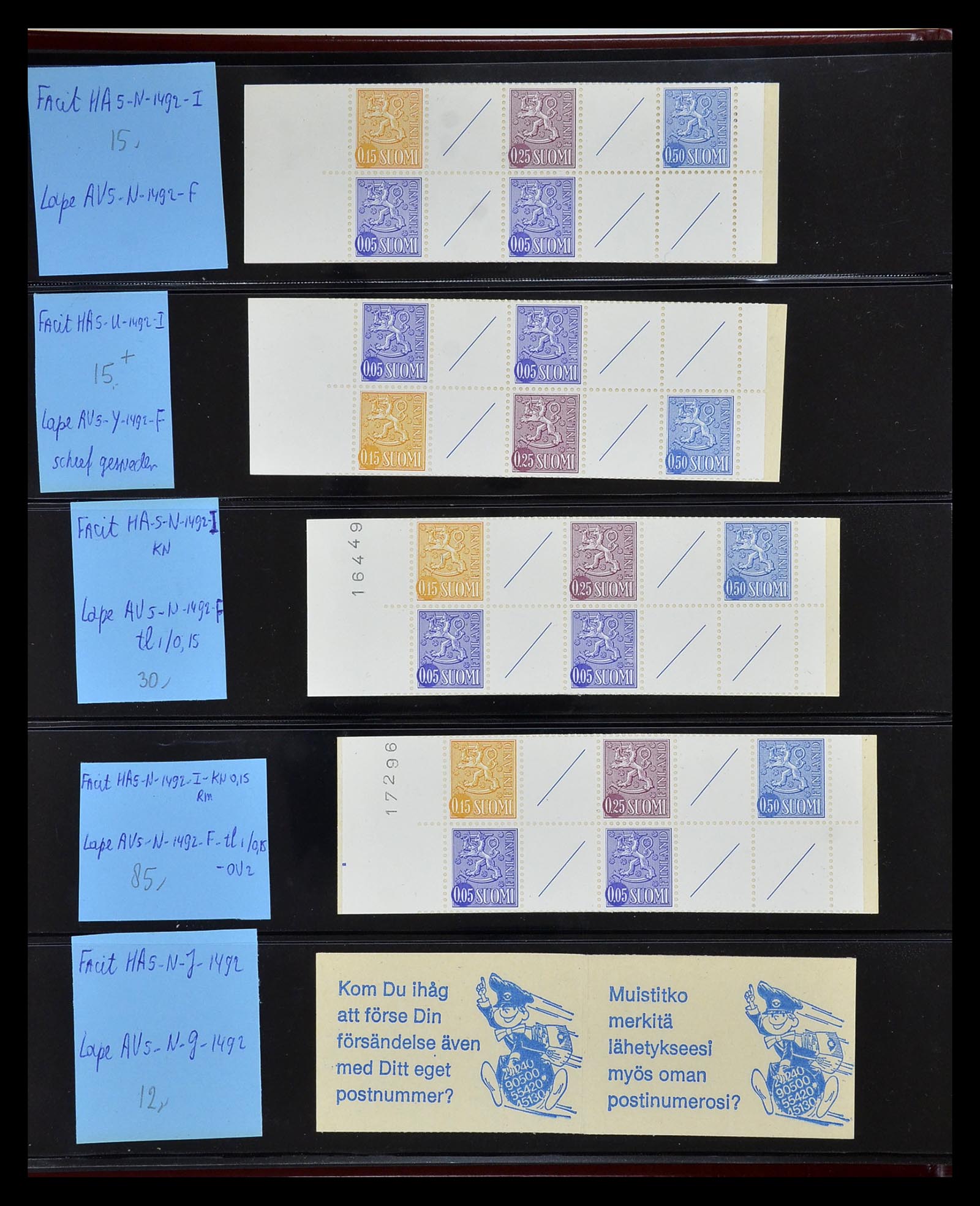 34841 017 - Postzegelverzameling 34841 Finland postzegelboekjes 1959-2000.