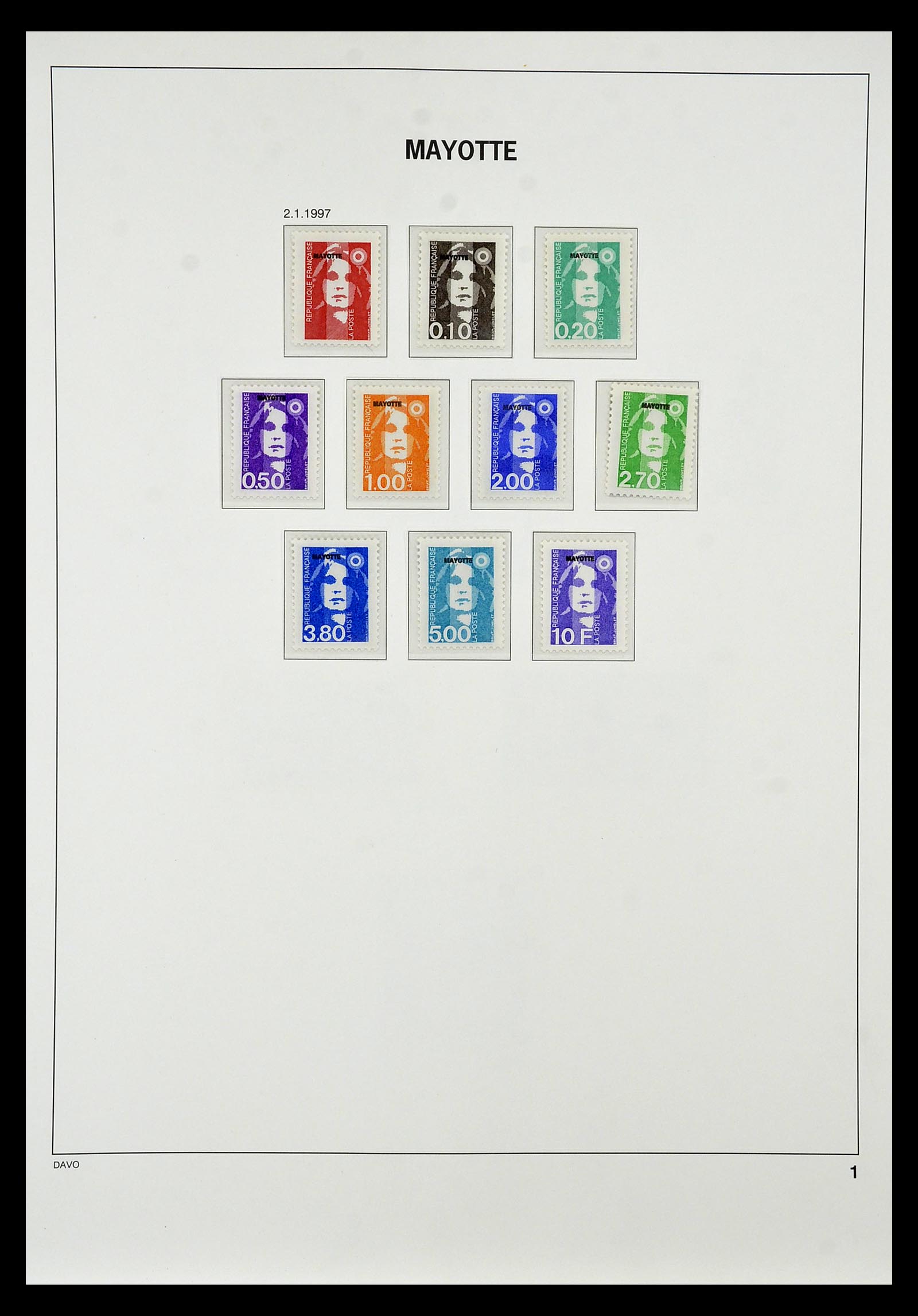 34851 001 - Postzegelverzameling 34851 Mayotte 1997-2011.