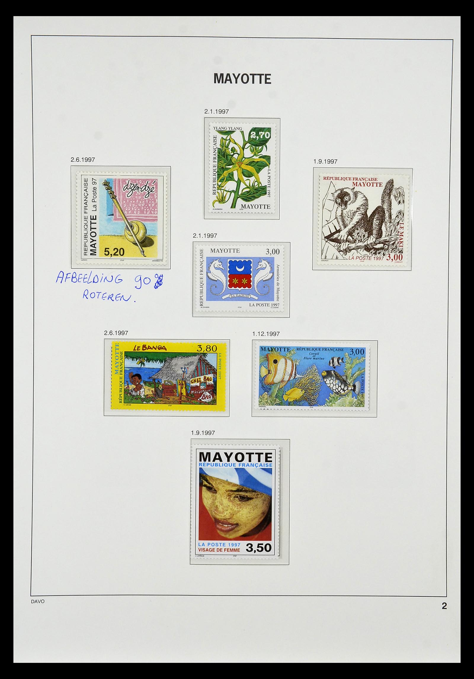 34851 002 - Postzegelverzameling 34851 Mayotte 1997-2011.