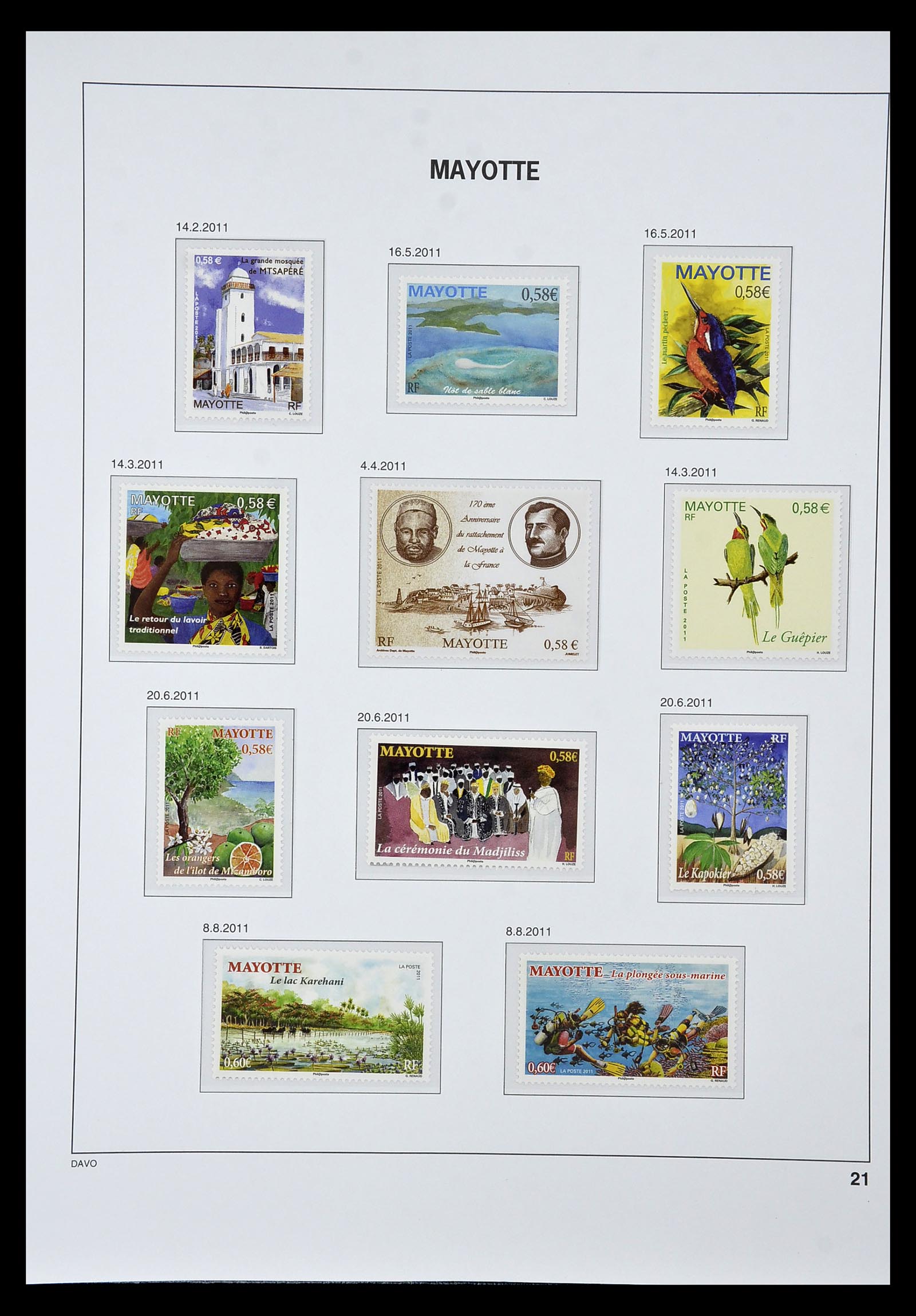 34851 021 - Postzegelverzameling 34851 Mayotte 1997-2011.