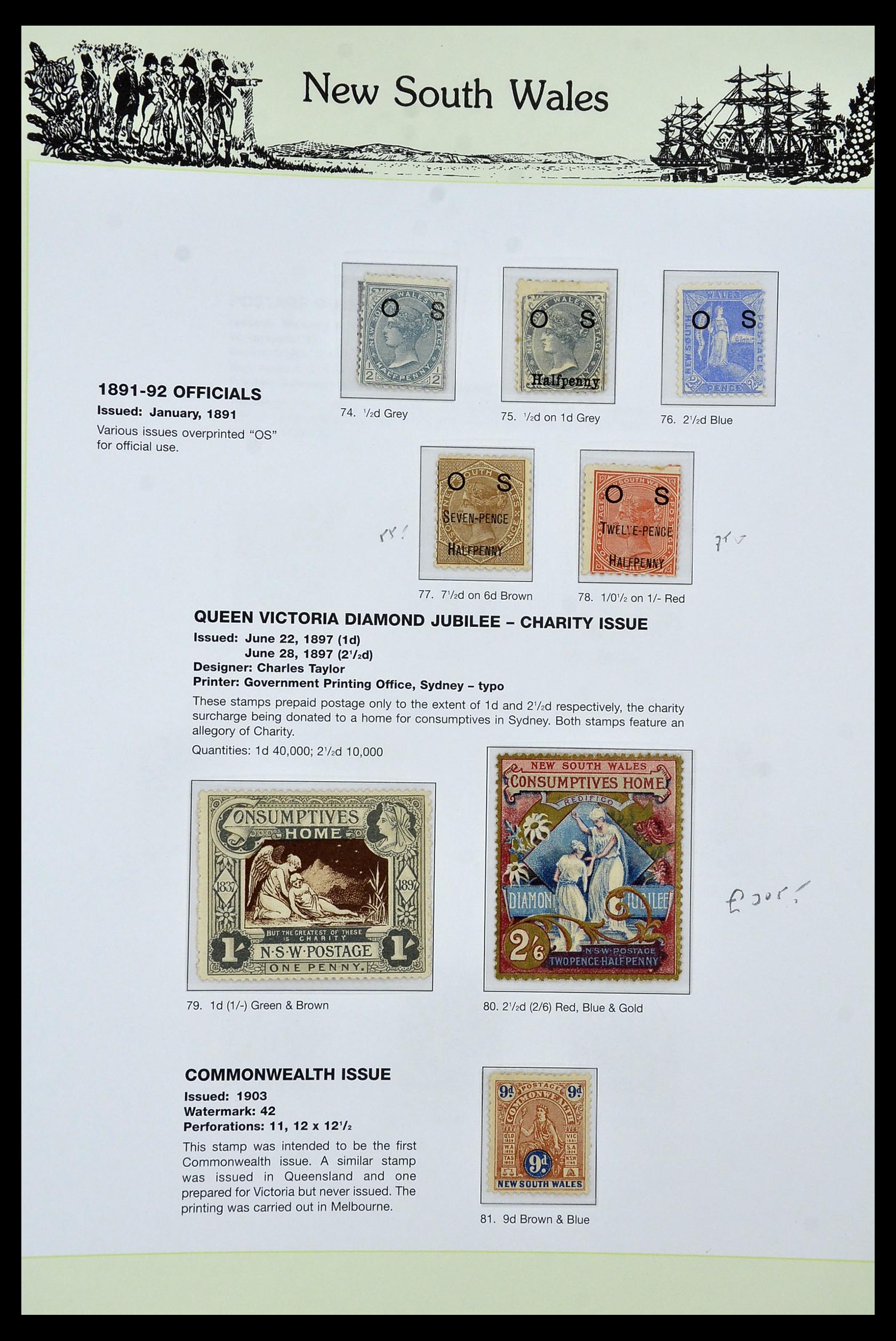 34875 014 - Stamp Collection 34875 New South Wales 1850-1903.