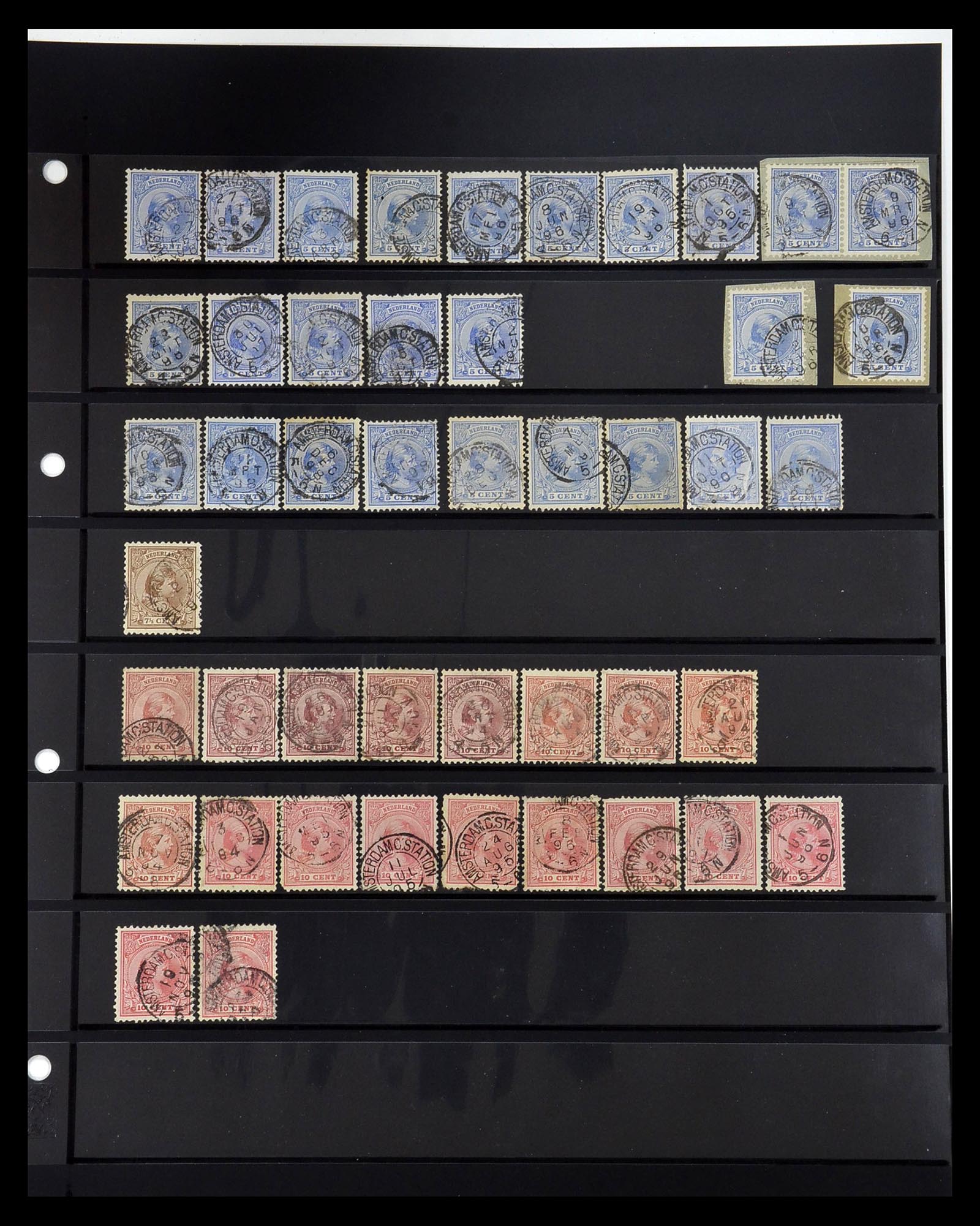 34889 005 - Postzegelverzameling 34889 Nederland kleinrond stations stempels.