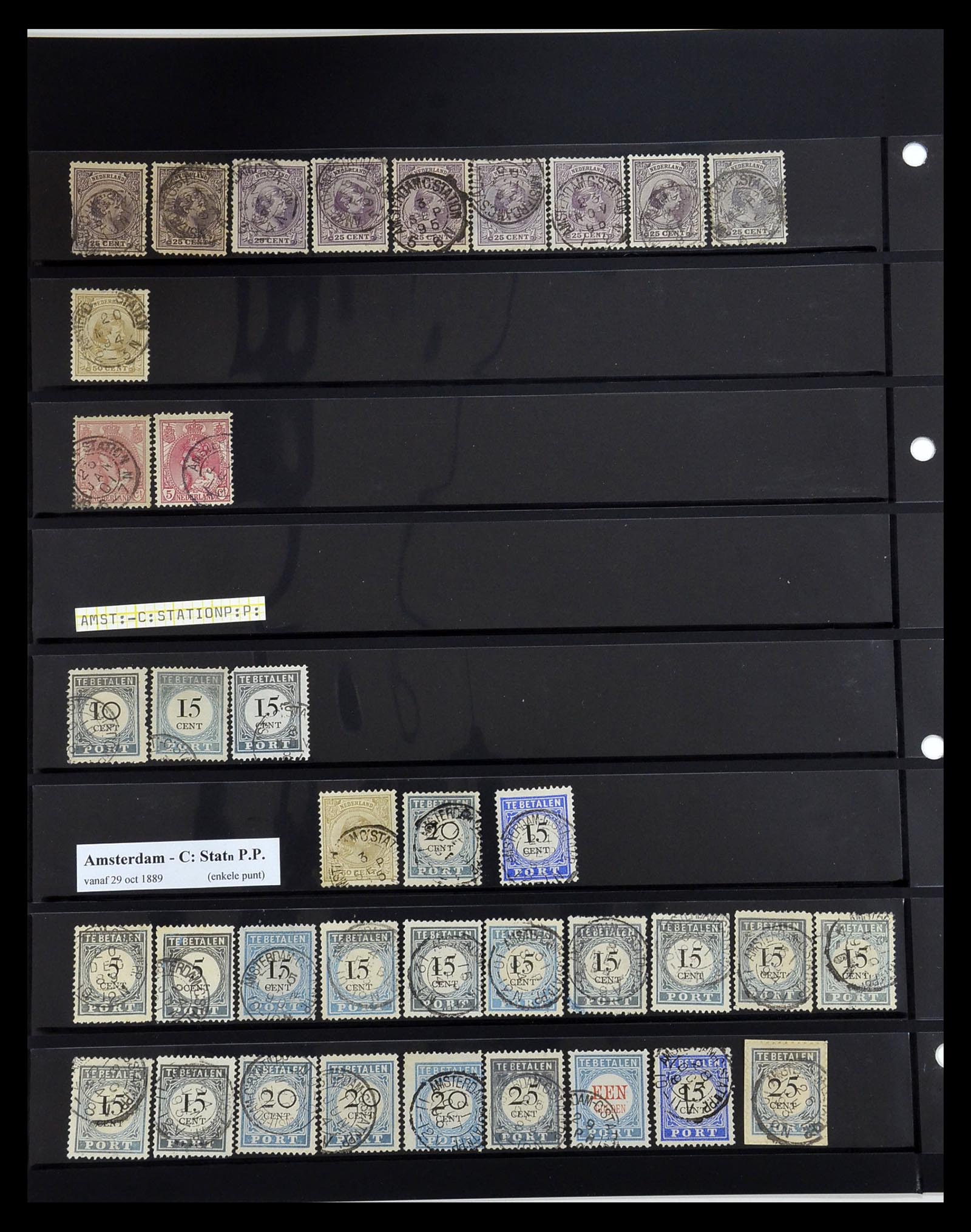 34889 008 - Stamp Collection 34889 Netherlands small round station cancels.