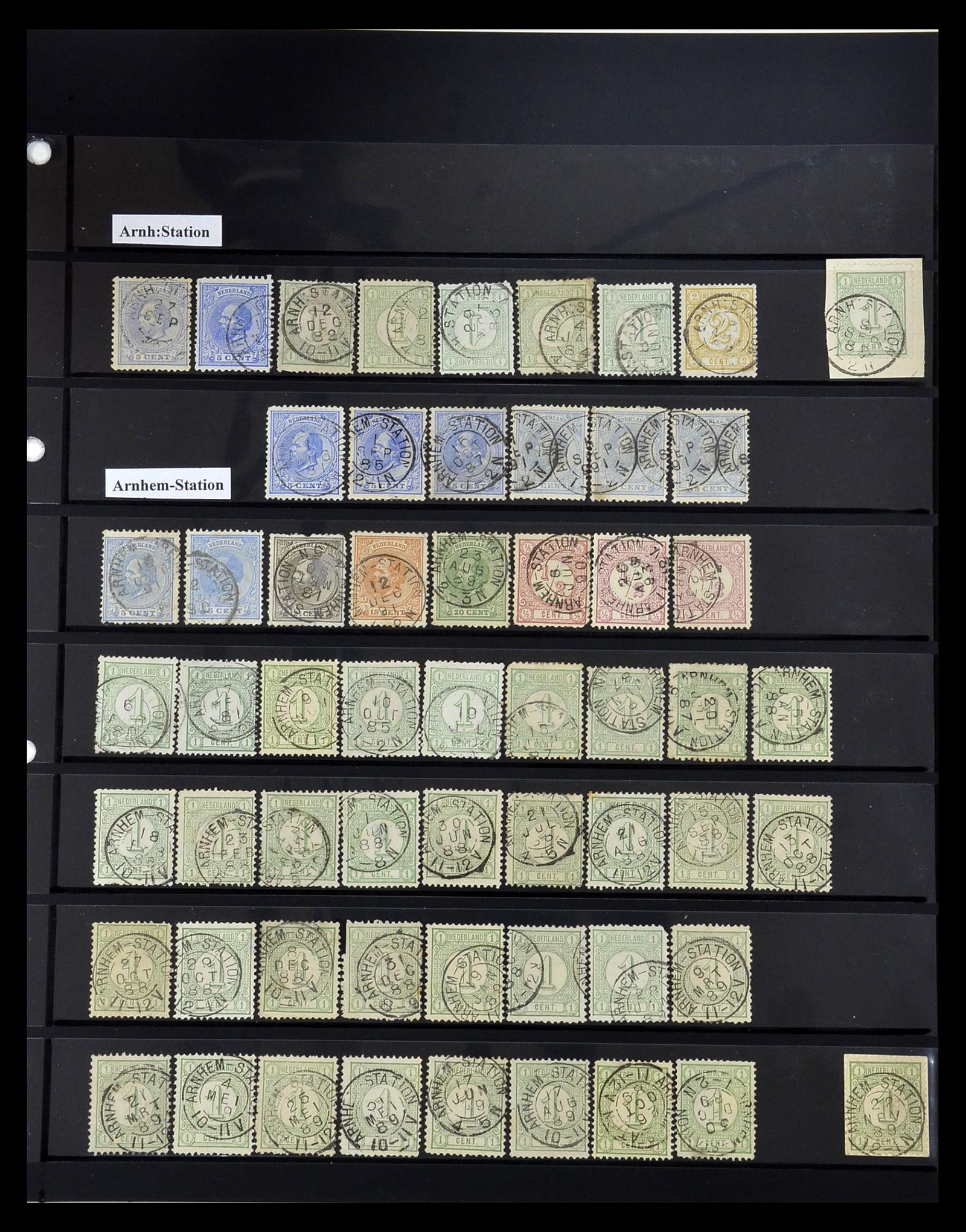 34889 009 - Postzegelverzameling 34889 Nederland kleinrond stations stempels.