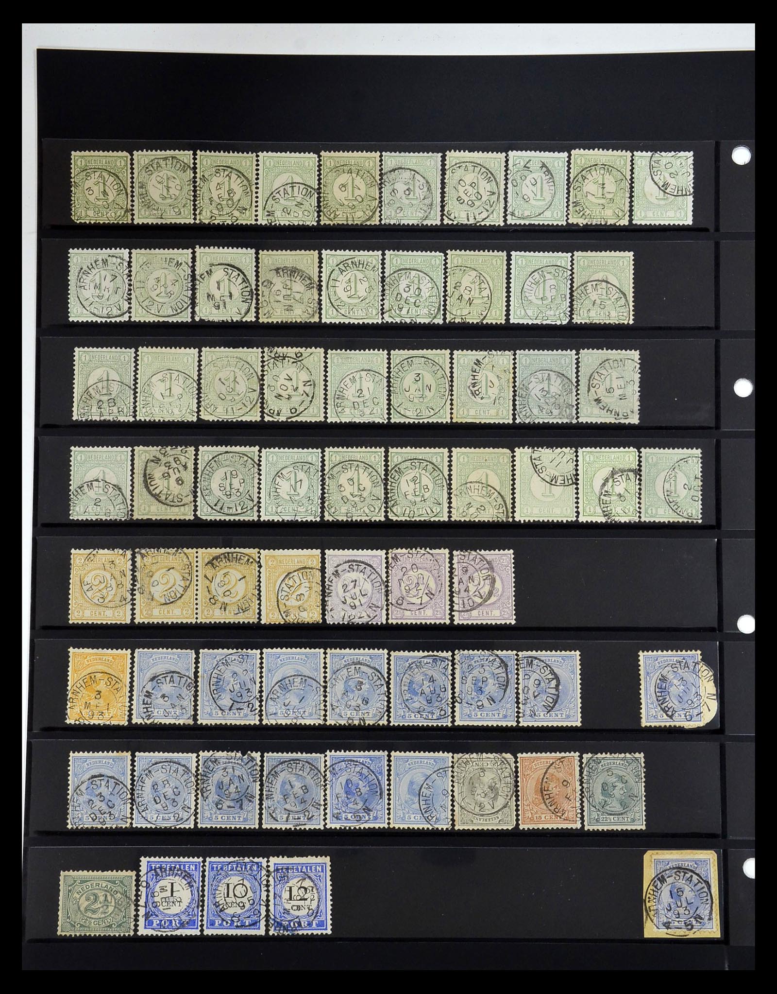 34889 010 - Postzegelverzameling 34889 Nederland kleinrond stations stempels.