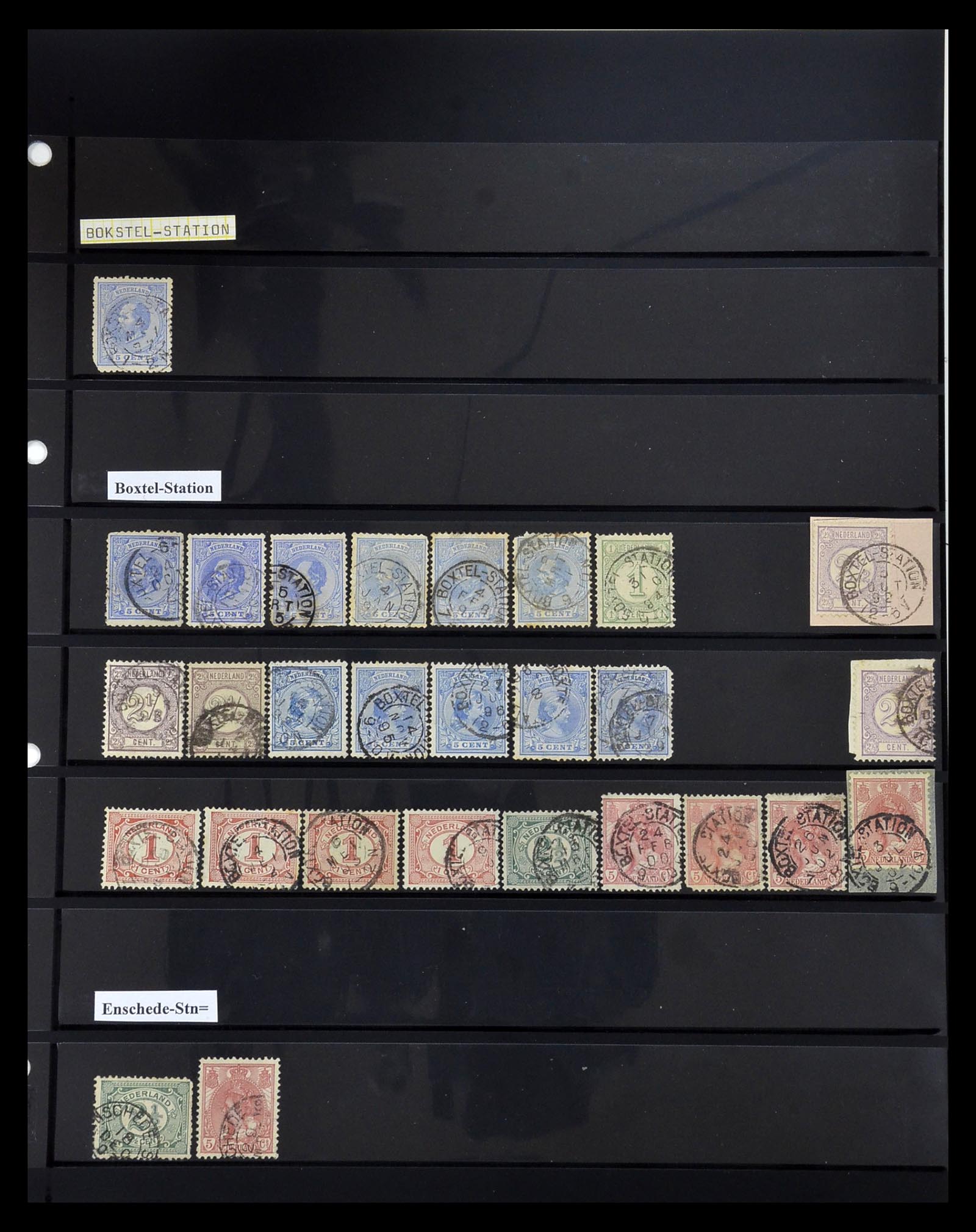 34889 011 - Postzegelverzameling 34889 Nederland kleinrond stations stempels.