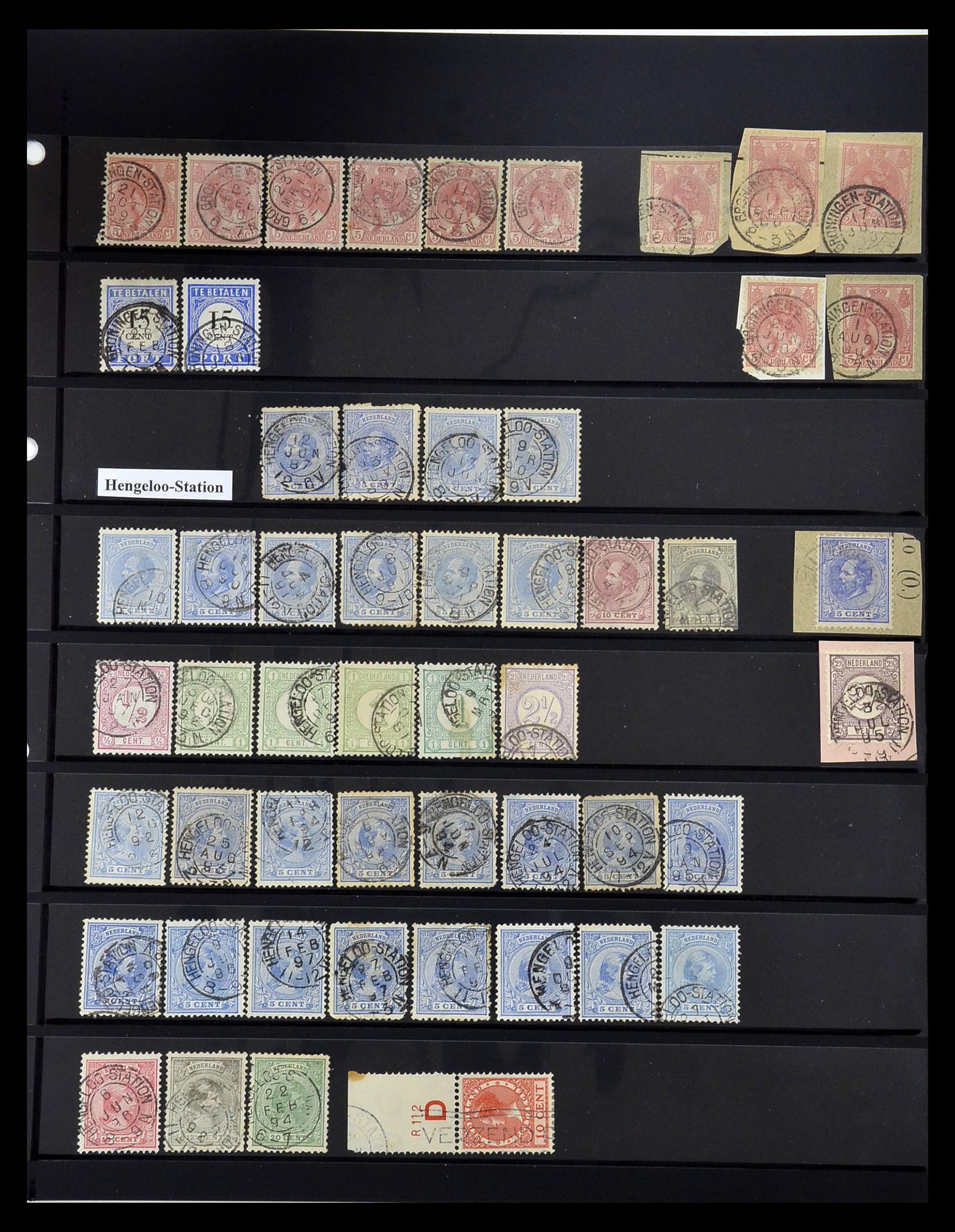 34889 013 - Postzegelverzameling 34889 Nederland kleinrond stations stempels.