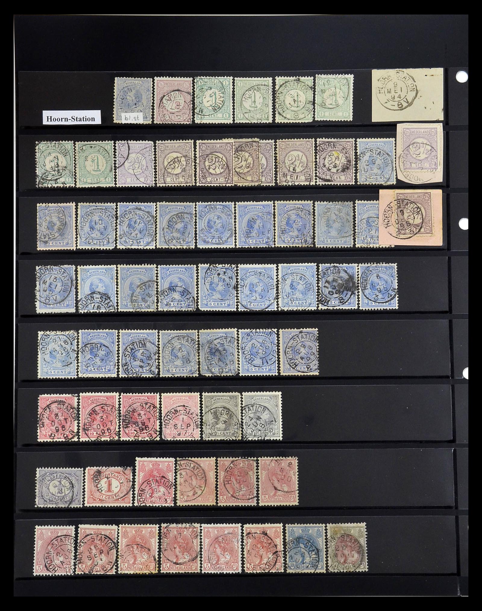 34889 014 - Postzegelverzameling 34889 Nederland kleinrond stations stempels.