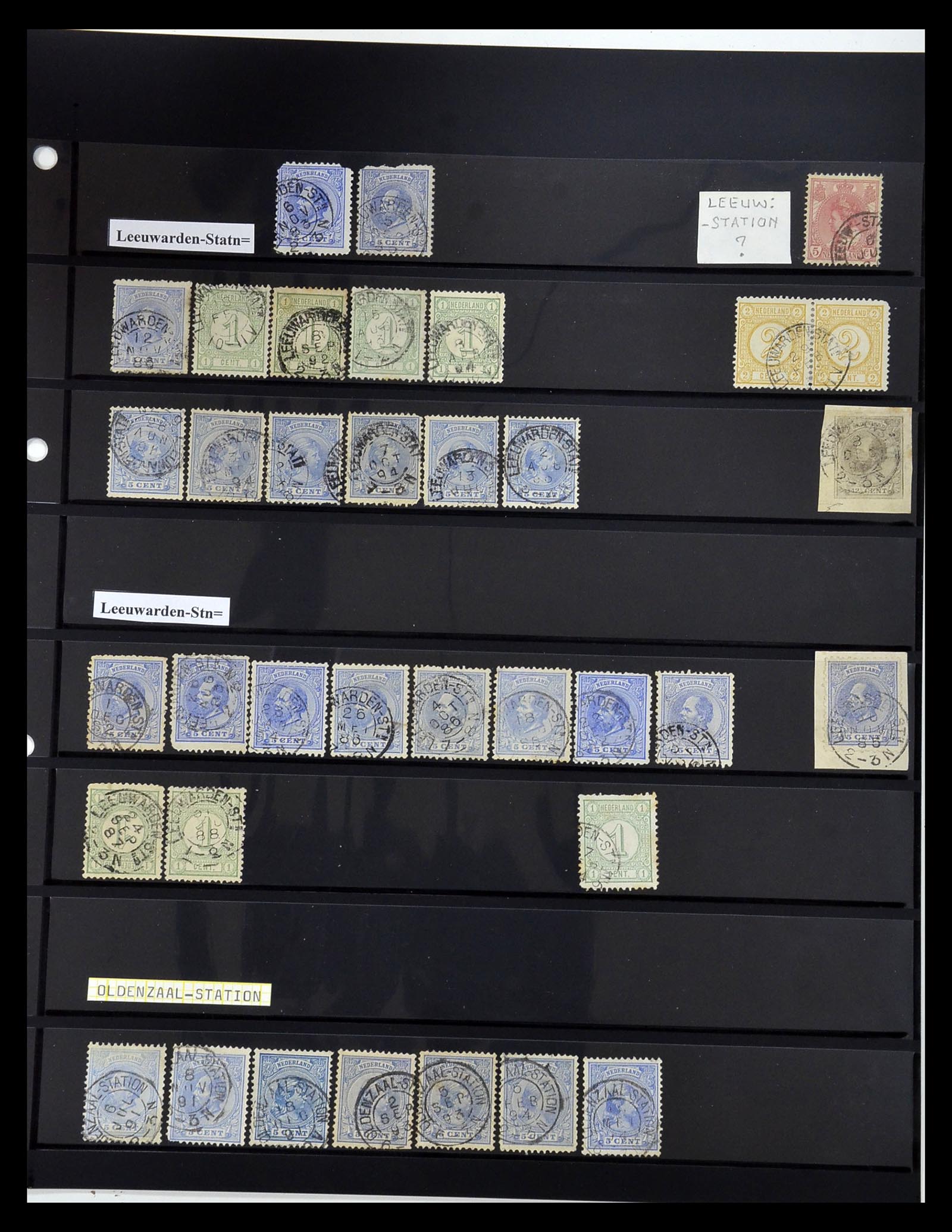 34889 015 - Postzegelverzameling 34889 Nederland kleinrond stations stempels.