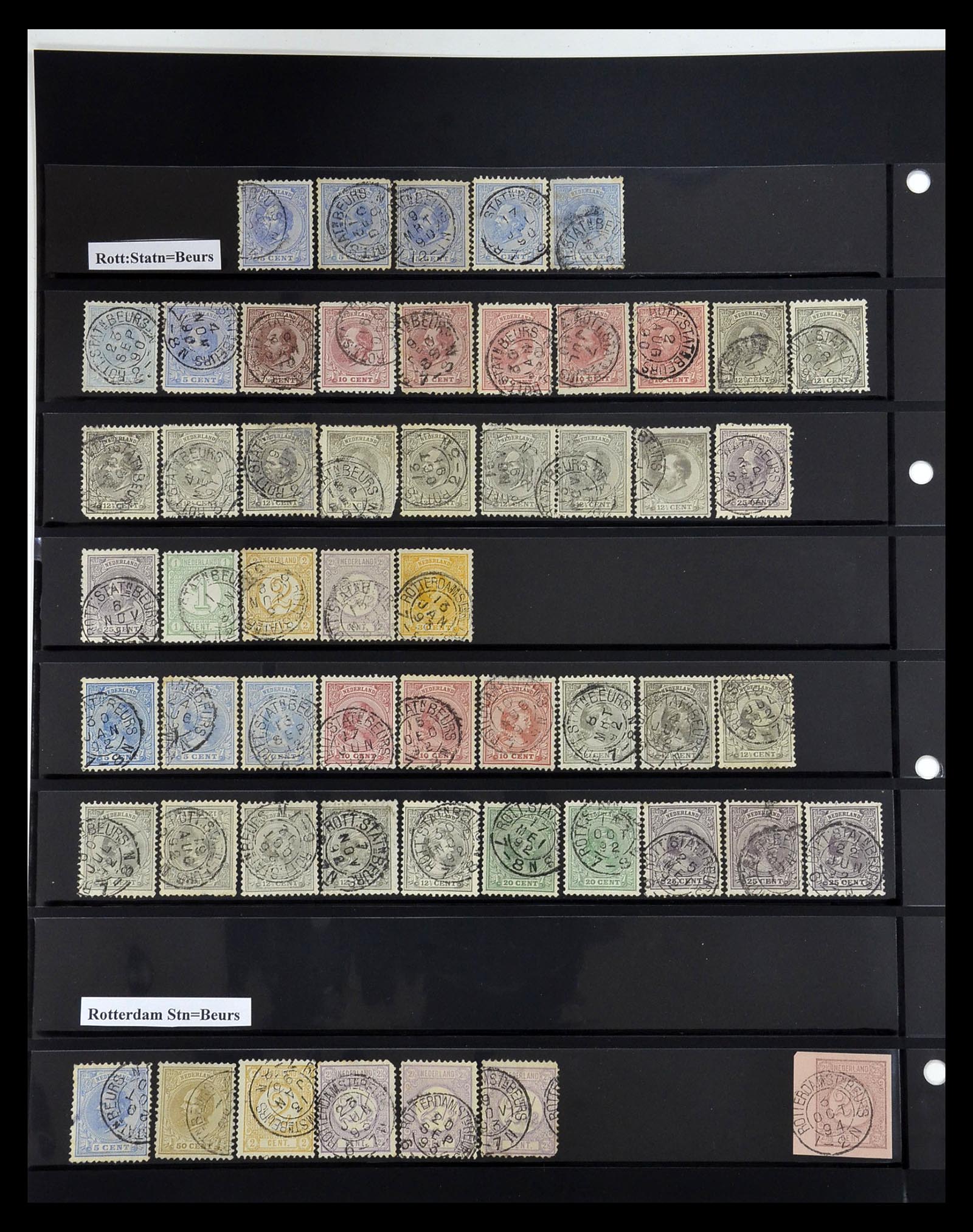 34889 016 - Postzegelverzameling 34889 Nederland kleinrond stations stempels.