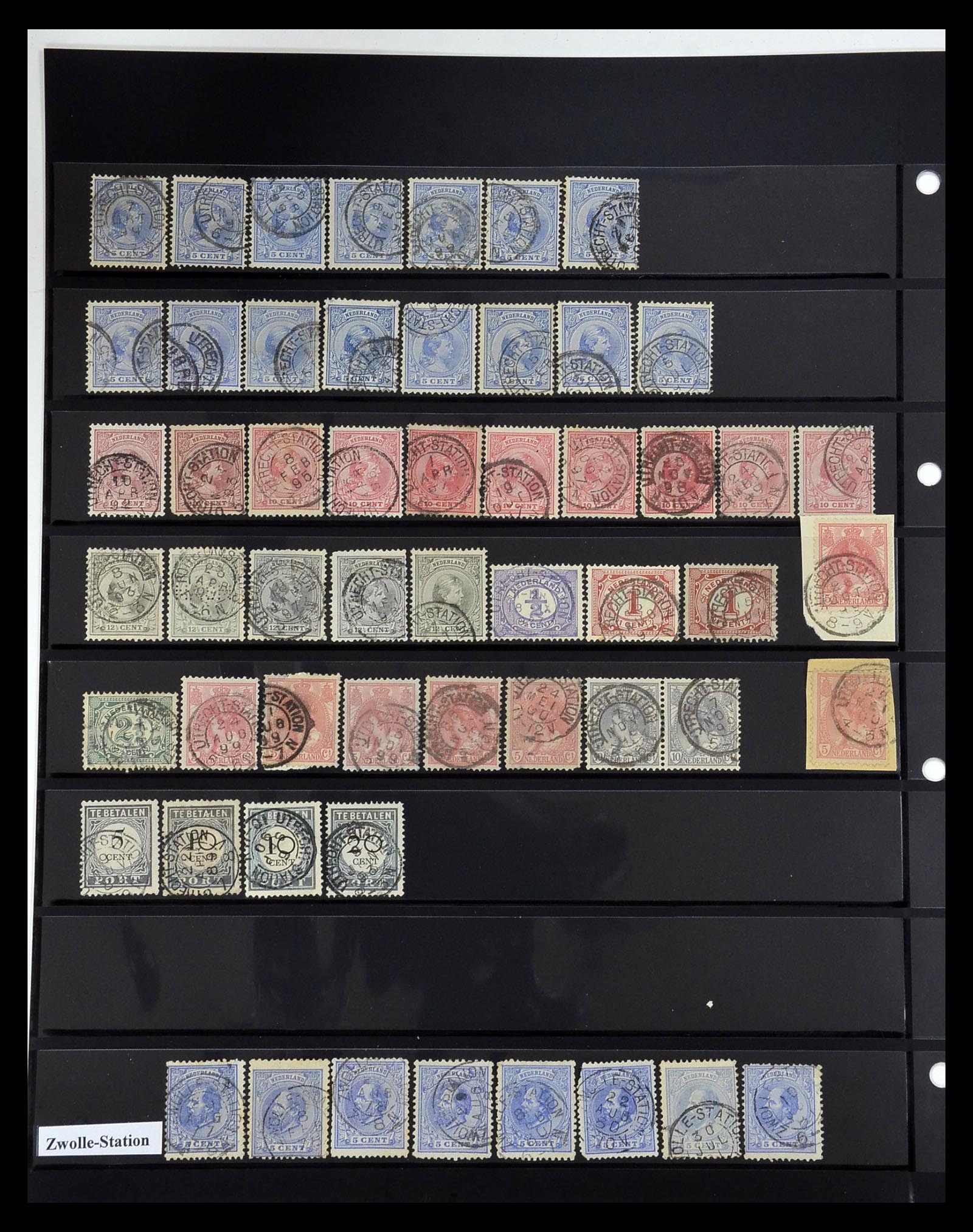 34889 022 - Stamp Collection 34889 Netherlands small round station cancels.