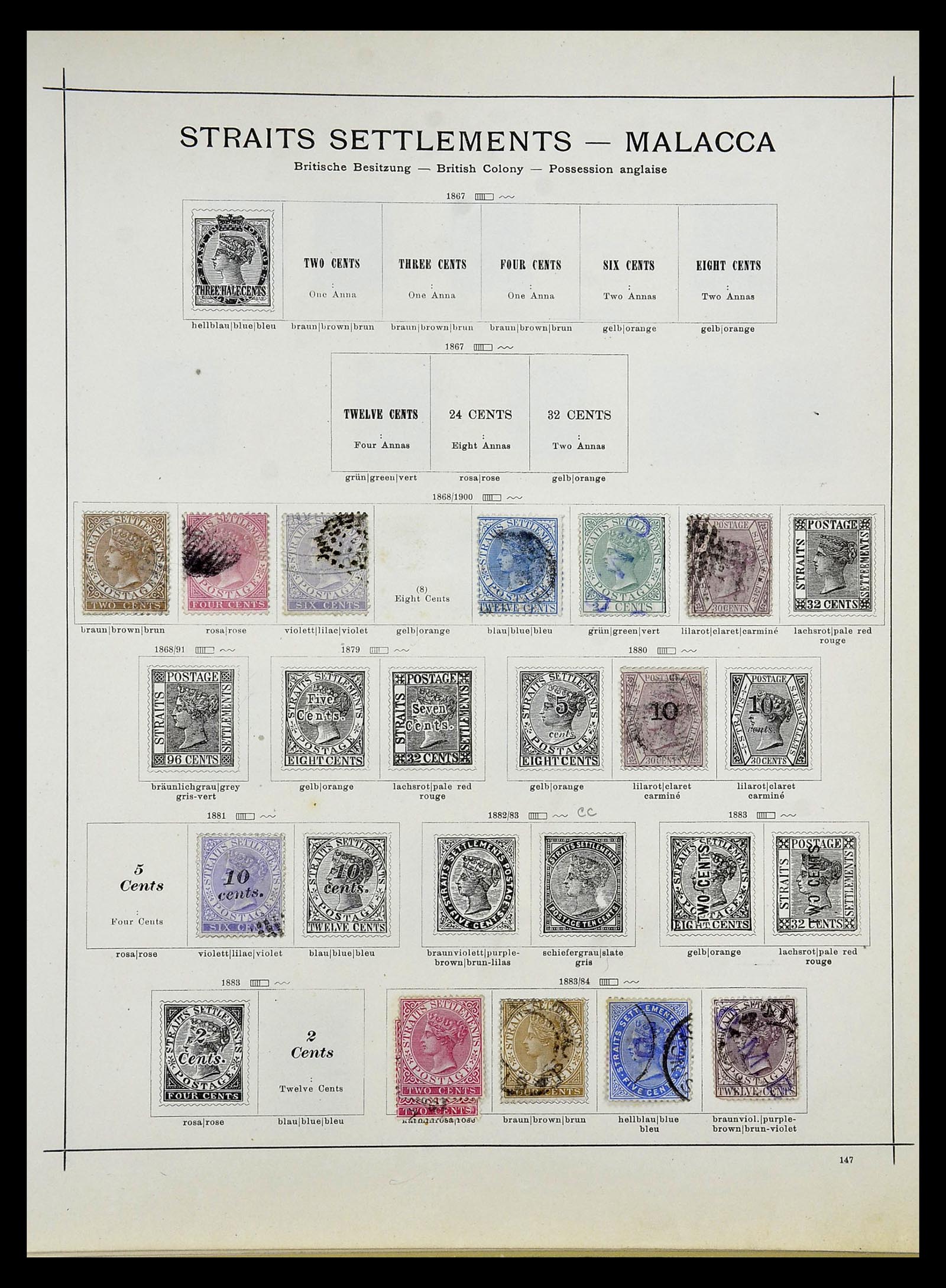 34892 001 - Postzegelverzameling 34892 Straits Settlements, Maleisië en Singapore